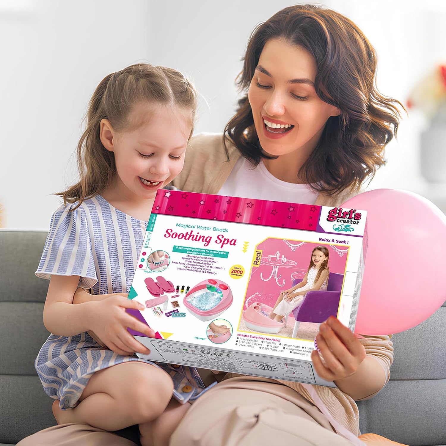 Kids Foot Spa & Nail Kit Set, Kids Spa Day Kit for Girls, Massage Foot Soak Tub and Nail Dryer, Manicure Pedicure Art Salon Girl Gift for 5-12, Christmas Birthday Gifts - Image 9