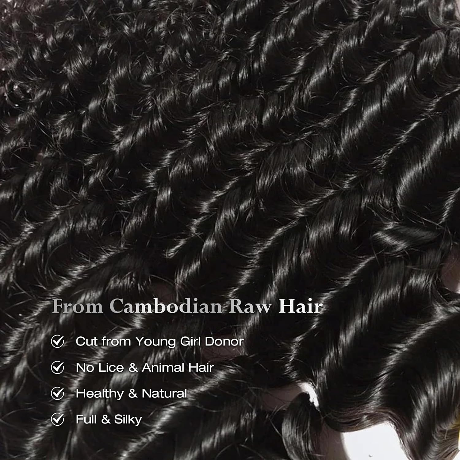 ASHINE Human Hair Bundles Deep Wave Unprocessed Cambodian Raw Hair 16 18 20 Inch, Flip Over Quick Weave Wet and Wave Bundles for Women Natural Black - Image 3