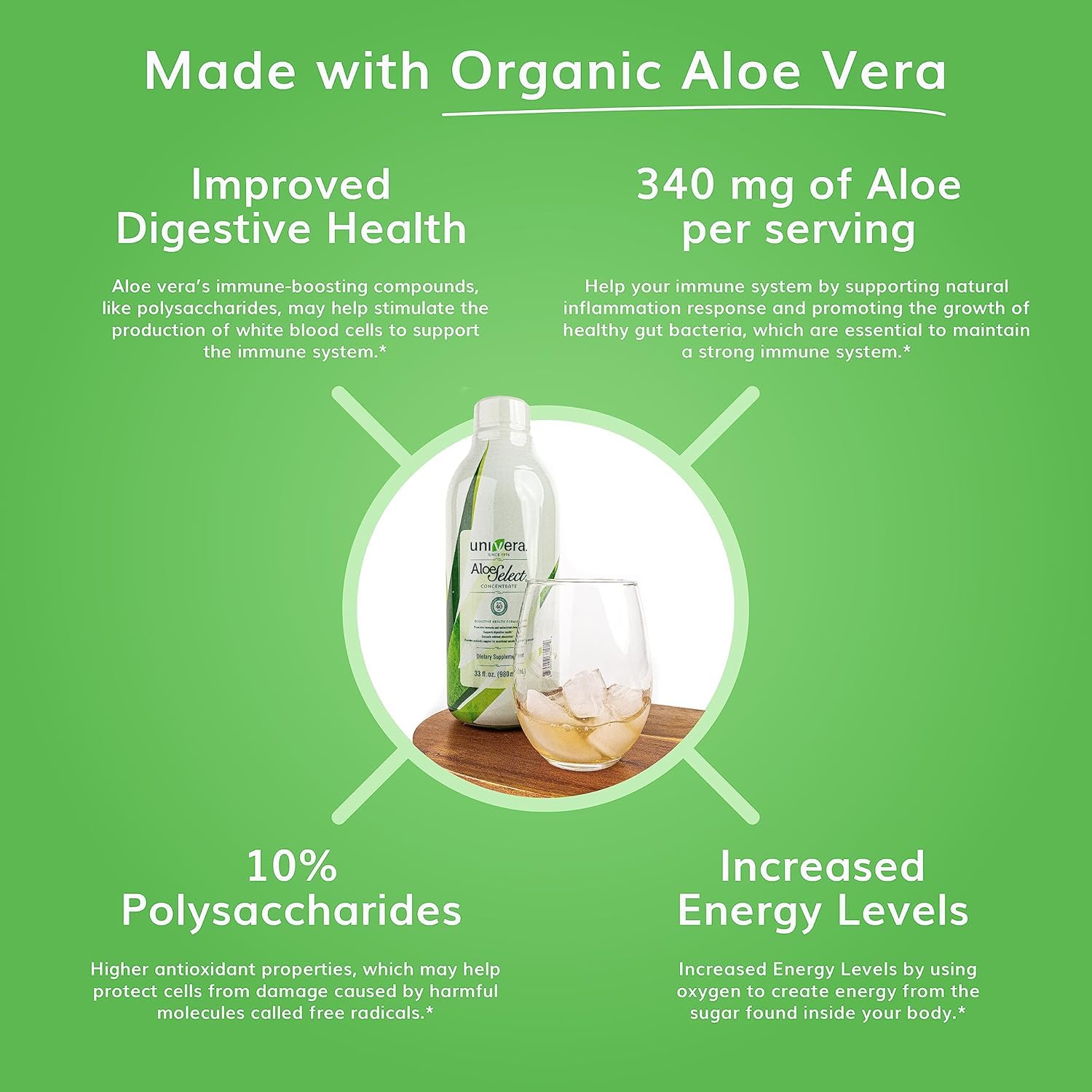 Univera Aloe Vera Juice, Preminum Organic Aloe Vera, 10% Polysaccharide Retention, Digestive Enzymes for Gut Health, Immune Support & Gut Health, Aloe Flavor - 30 Days Supply (33 fl oz) - Image 3