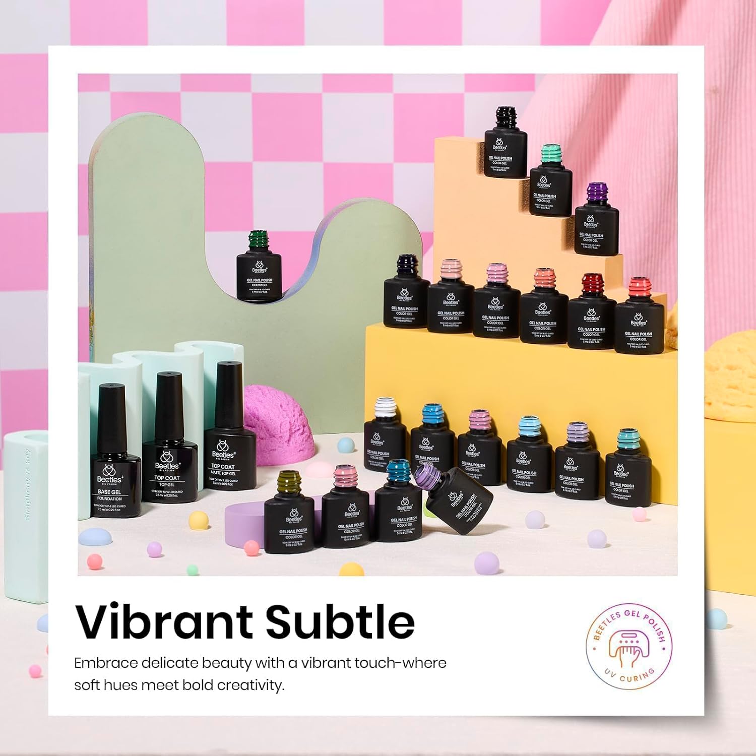 Beetles Gel Nail Polish Set 20 Colors White Black Nude Gel Polish with Base Coat Matte Glossy Top Coat Trendy Colors Uv LED Lamp Nails Gifts for Women Vibrant Subtle - Image 3