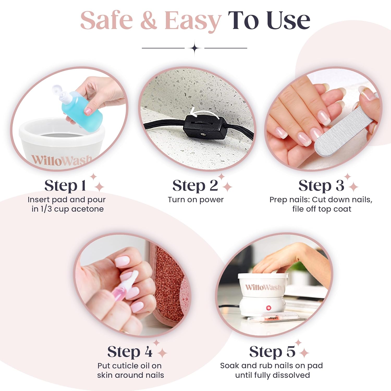 Willowash Electric Nail Soaking Bowl, Acetone-Proof Acrylic Remover Kit, Dip Powder Remover for Home Use, Heats for 50% Faster Removal - Image 7