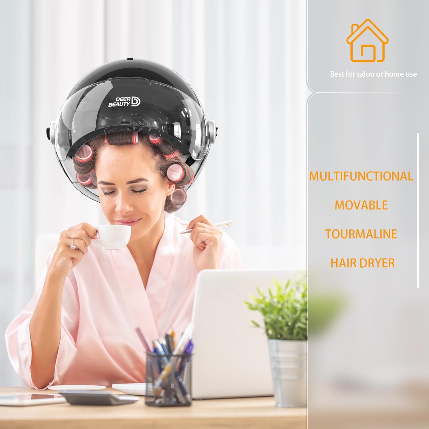 Professional Standing Hair Dryer - 1875W Floor Standing Hooded Dryer Hair Bonnet with Ionic Generator for Professional Salon Station Spa Home Use Hair Drying Treatment Adds Shine Volume (Gray) - Image 6
