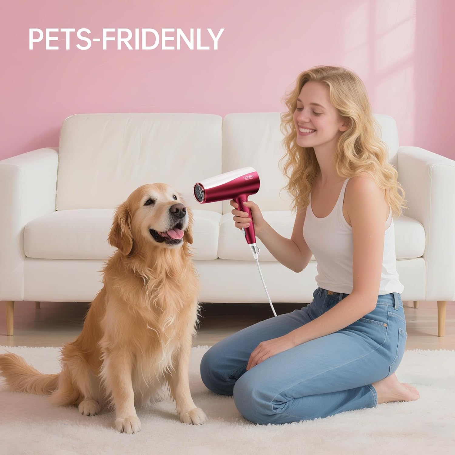 CONFU Professional 1875W Hair Dryer, Foldable Blow Dryers Ceramic Tourmaline Hair Dryer, Fast Drying Hairdryer with Concentrator, 2 Speed and 3 Heat Setting for Curly and Straight Hair - Image 5
