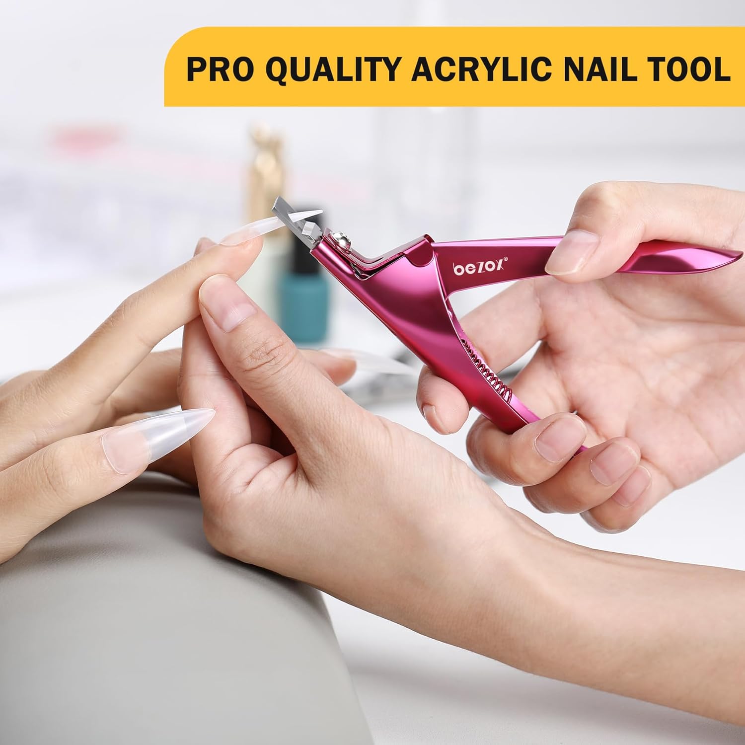 BEZOX Sharp Blade Acrylic Nail Clipper, Professional and High Precision Nail Tip Cutters, False Nail Cutter for Nail Tips - Image 2