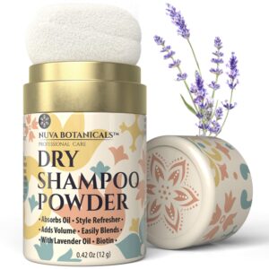 Non Aerosol Dry Shampoo Powder with Biotin - Lavender Extract and Korean Ginseng - Volumizing Travel Size (0.42 oz)