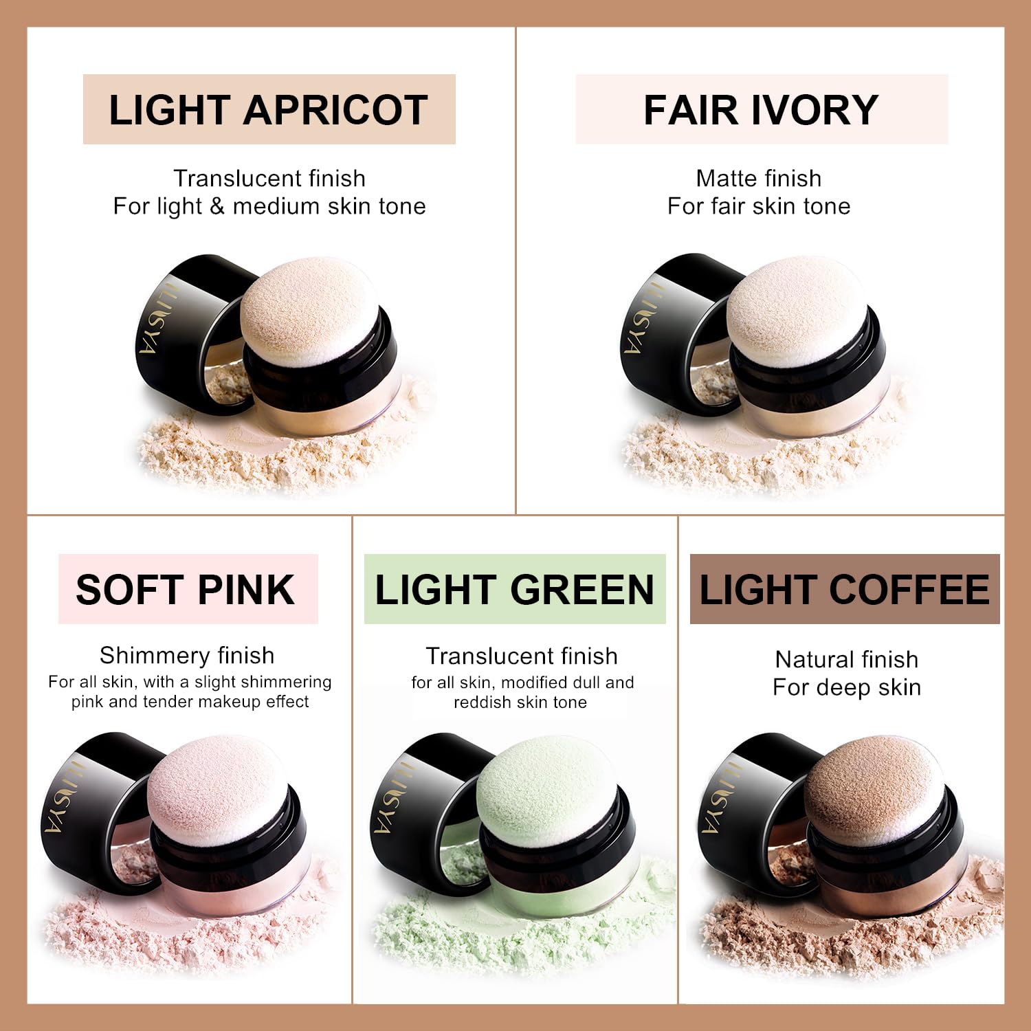 Setting Powder Lightweight Loose Powder Finishing Powder Long-Lasting Face Powder Waterproof with Soft Mushroom Powder Puff & Mirror, Matte Finish,0.28 Oz (Fair Ivory/Matte) - Image 5
