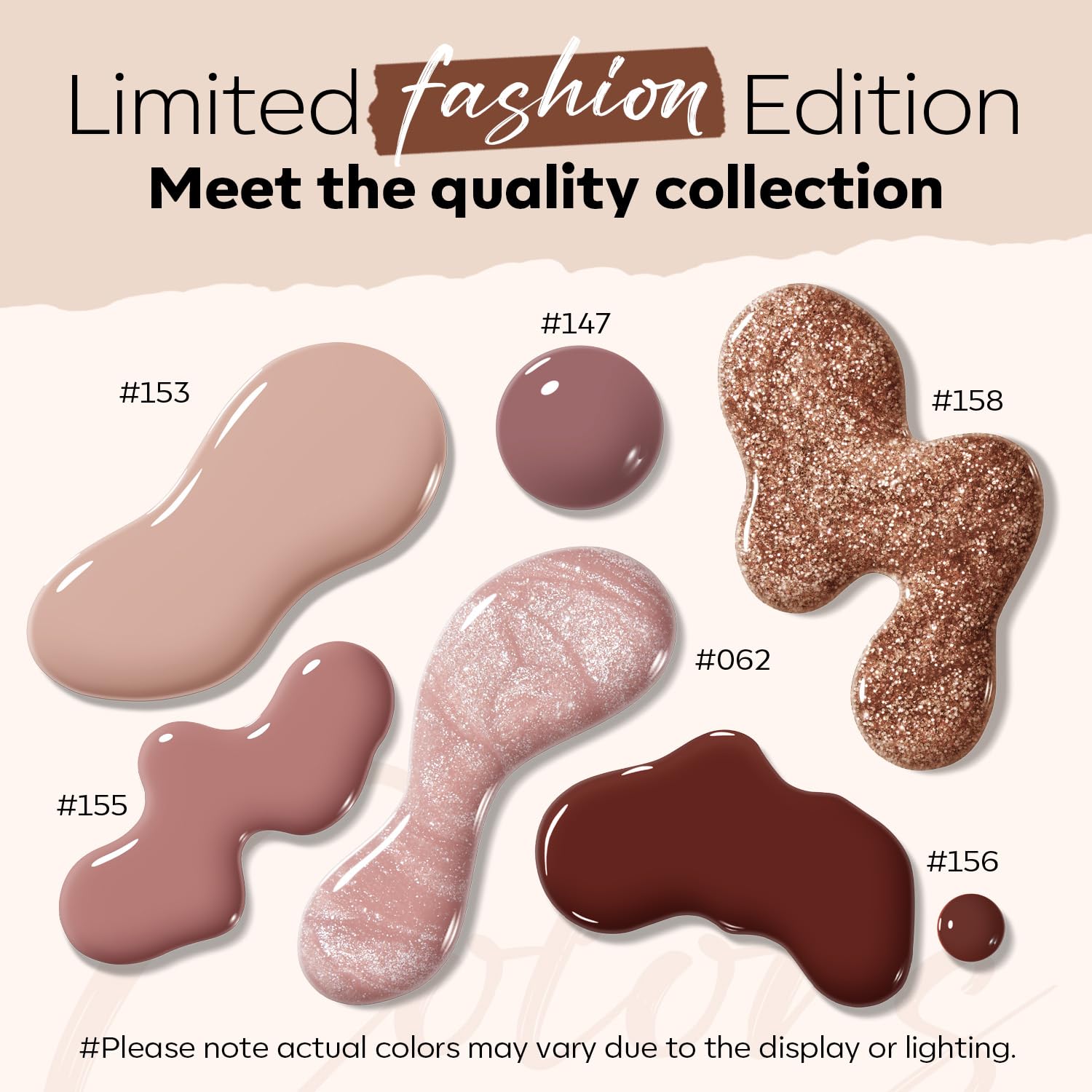 modelones Nail Polish Set 6 Colors, Nude Brown Burgundy Glitter Quick Dry Mini Nail Lacquer Kit, Skin Tone Dark Red Pink Nail Art DIY Home Travel Salon Nail Art Manicure Gift for Women Girls - Image 4