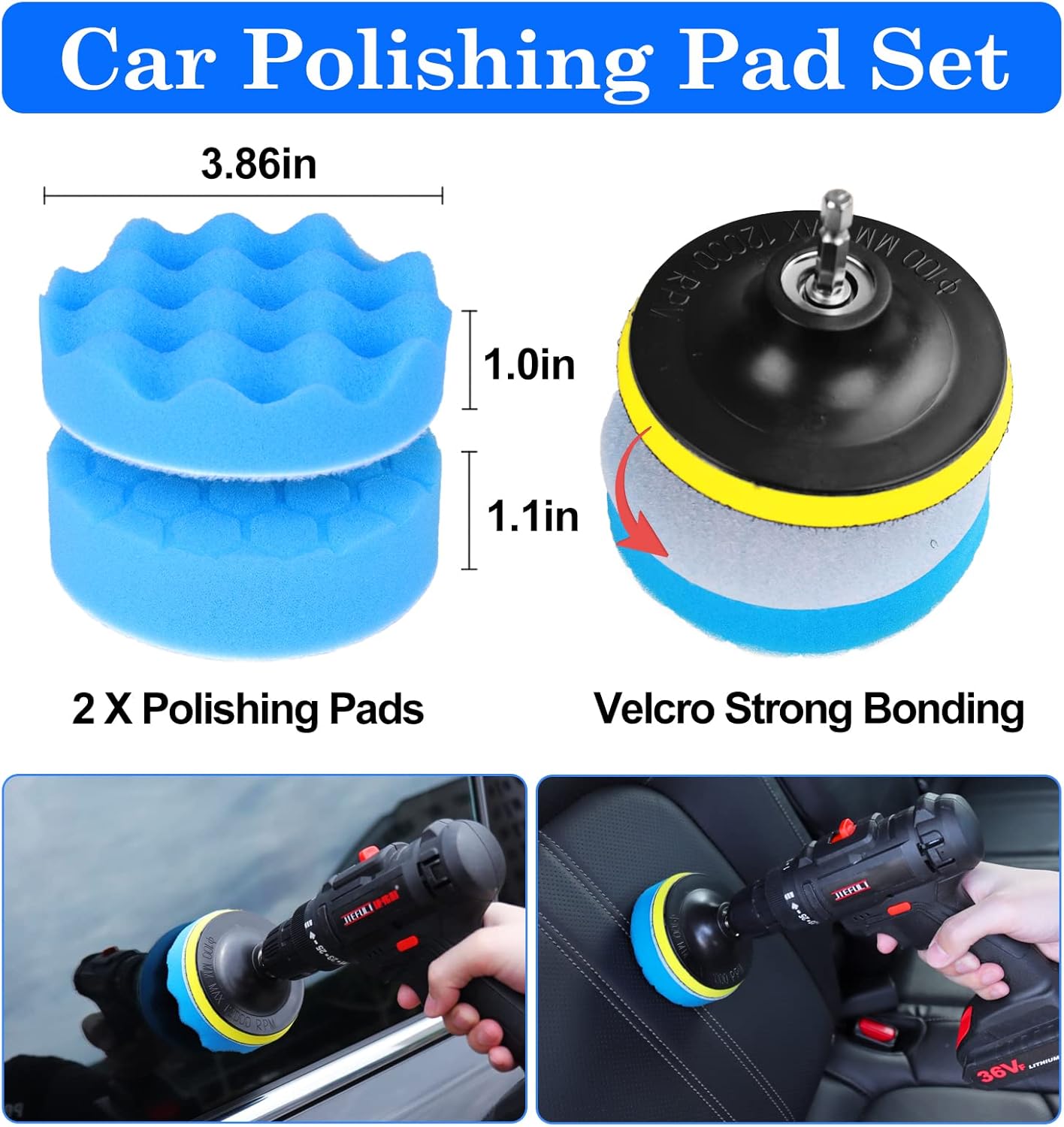 26Pcs Car Detailing Brush Set, Car Detailing Kit, Auto Detailing Drill Brush Set, Car Detailing Brushes, Car Buffing Sponge Pads Kit,Car Accessories,Car Cleaning Tools Kit for Interior,Exterior,Wheels - Image 6