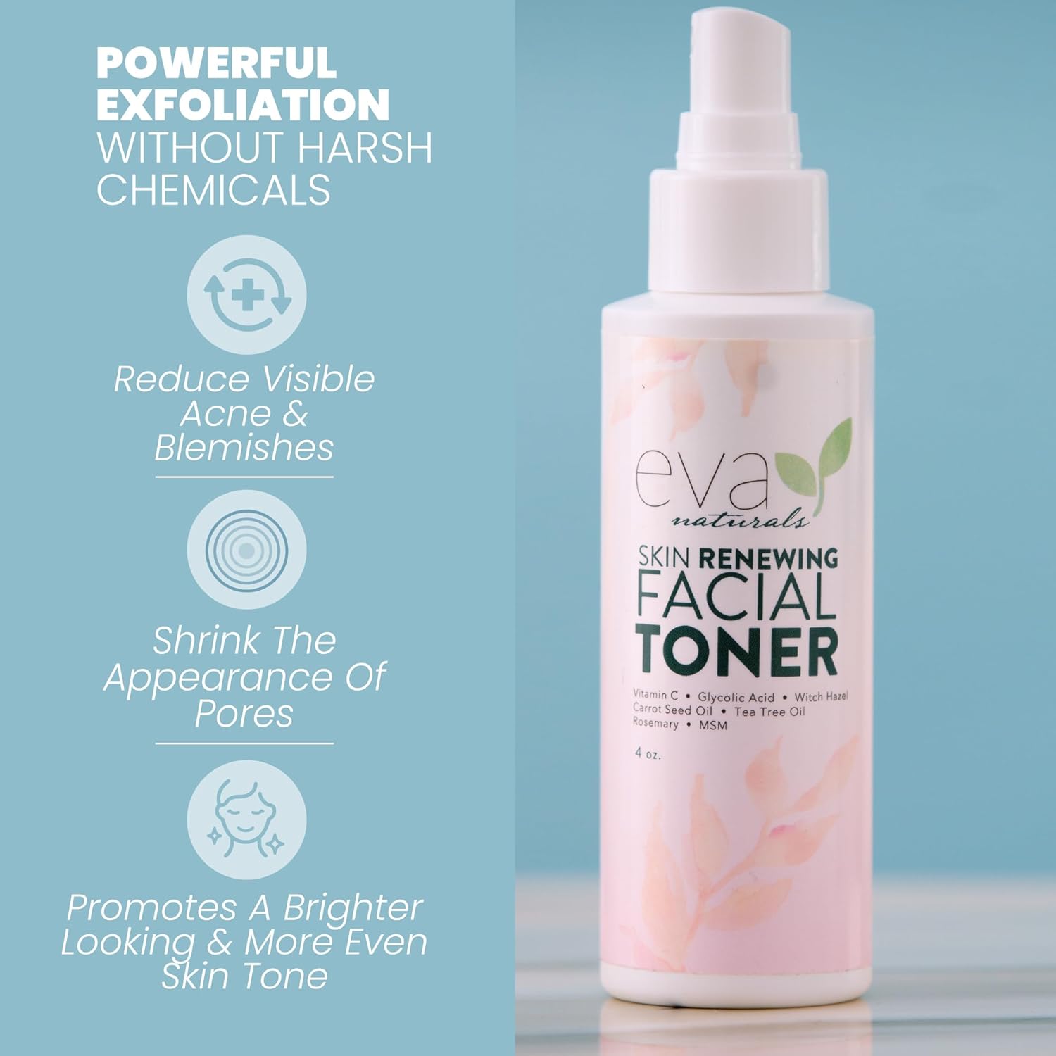 Witch Hazel Face Toner - Dry/Sensitive/Acne/Oily Skin - Hydrating Toner (4oz) - Image 2