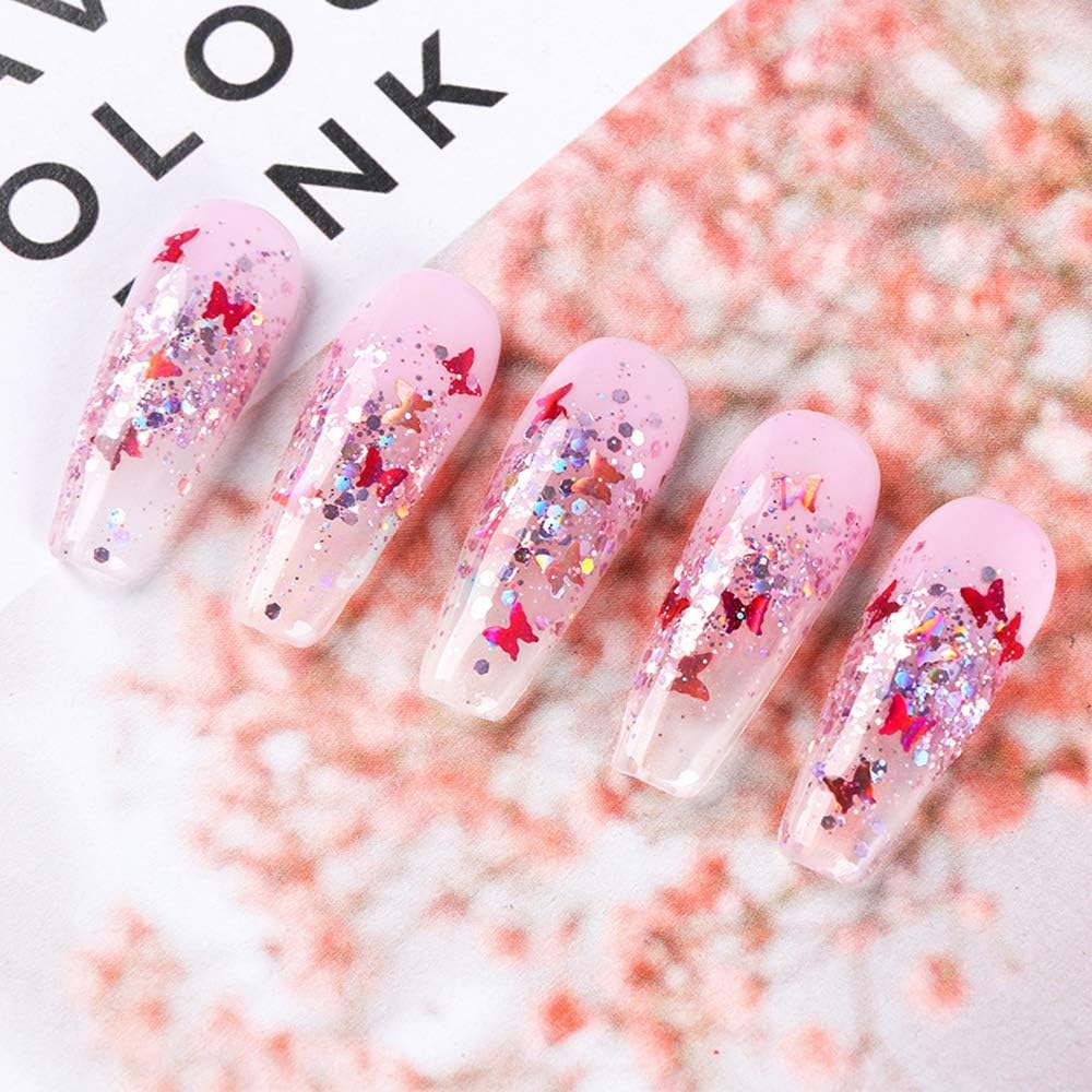 12 Colors Butterfly Glitter Nail Sequins Holographic 3D Nail Art Flakes Colorful Confetti Glitter Sticker,Nail Art Design Makeup DIY Decoration Kit,Nail Sequins for Face Body Eye Hair - Image 5