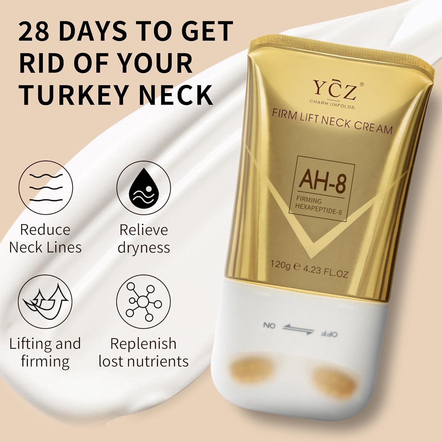 Ycz AH-8 Firming Neck Cream for Crepey Skin Body Care Comfort, Contains Hexapeptide, Moisturizing, Tightening Lotions Cosmetic Skin Care Skin Repair - Image 3