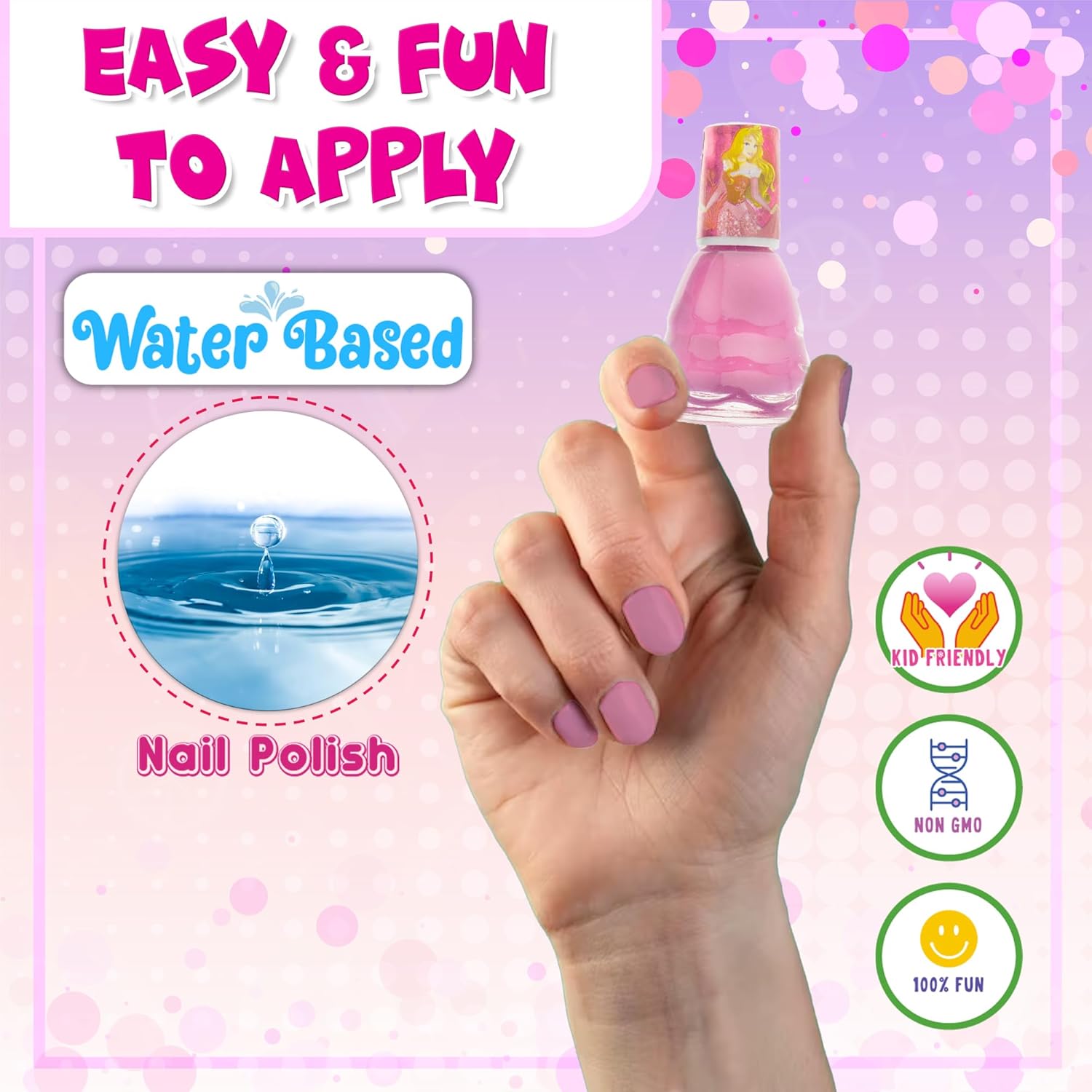 Townley Girl Disney Princess Non-Toxic Water-Based Peel-Off Quick Dry Nail Polish with Nail Separators|Gift Kit Set for Kids Girls|14 Pc Set - Perfect for Parties, Sleepovers and Makeovers - Image 2