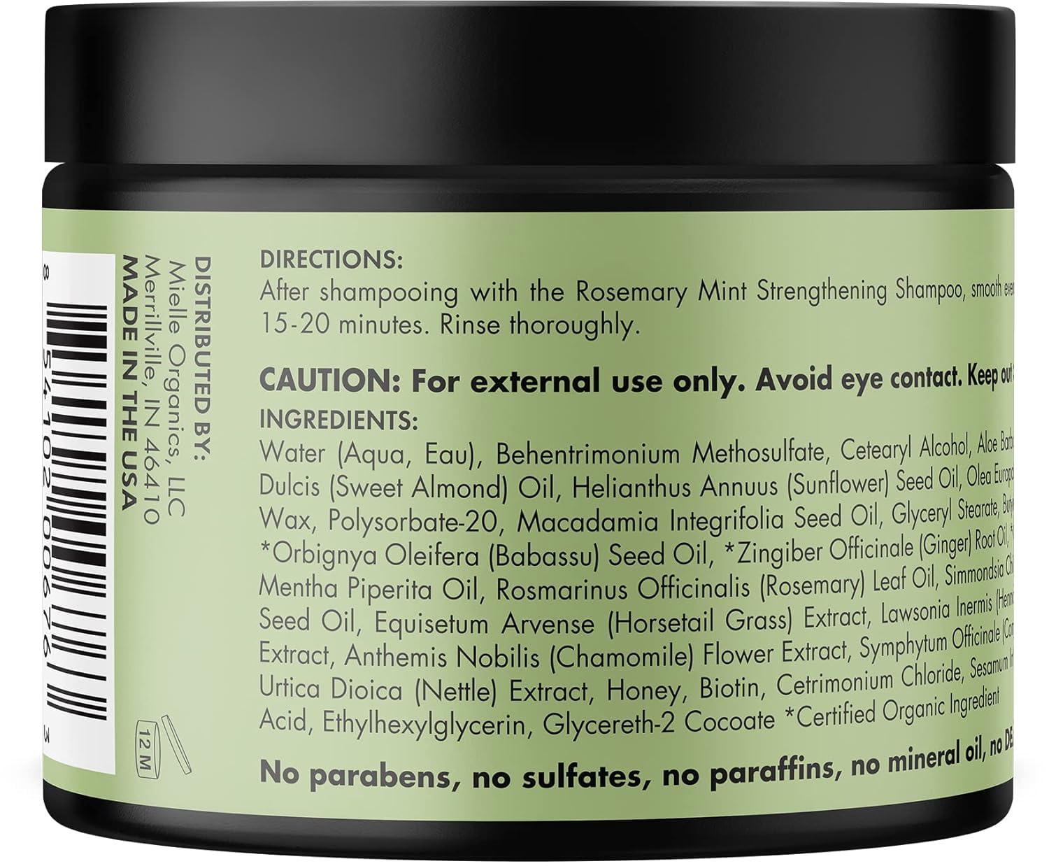 Mielle Organics Rosemary Mint Strengthening Hair Masque, Essential Oil & Biotin Deep Treatment, Miracle Repair for Dry, Damaged, & Frizzy Hair (12 Oz) - Image 6