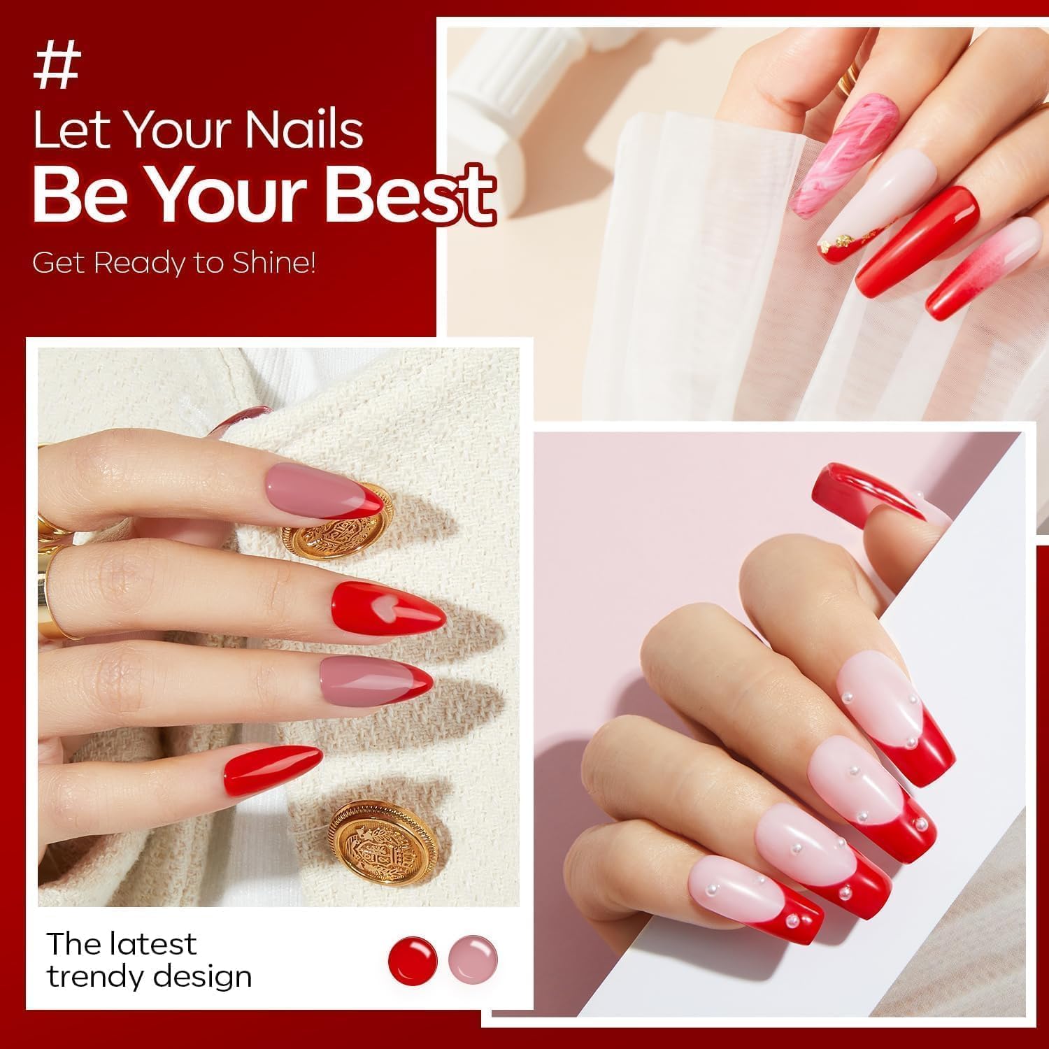 modelones Bright Red Gel Nail Polish,15 ML Hot Red Nail Polish Summer Colors Gel Polish Soak Off LED Nail Art DIY Salon LGBT Fourth of July Nails Gift for Women Mom - Image 5