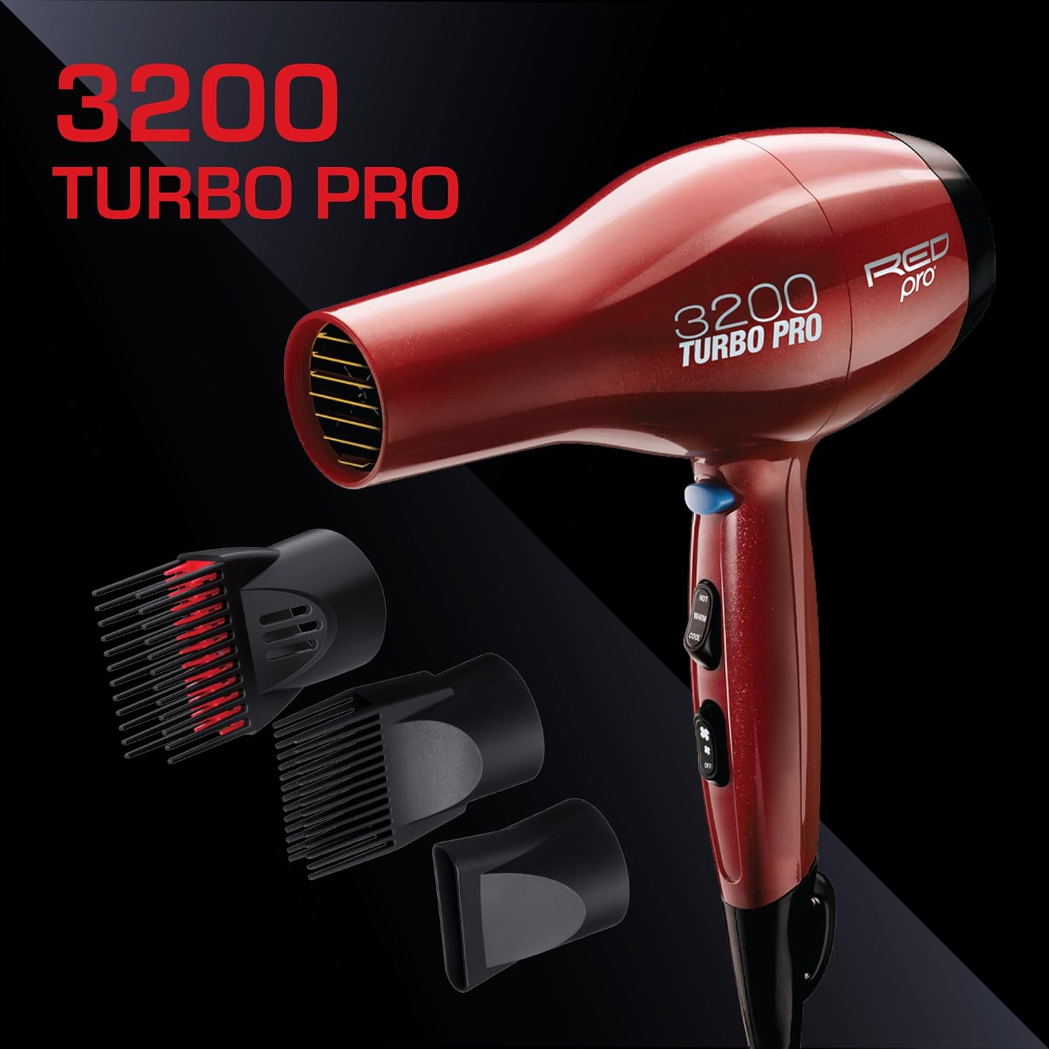 RED PRO 3200 Turbo Detangler AC Hair Dryer with Heat Protector Spray Bundle - Image 2