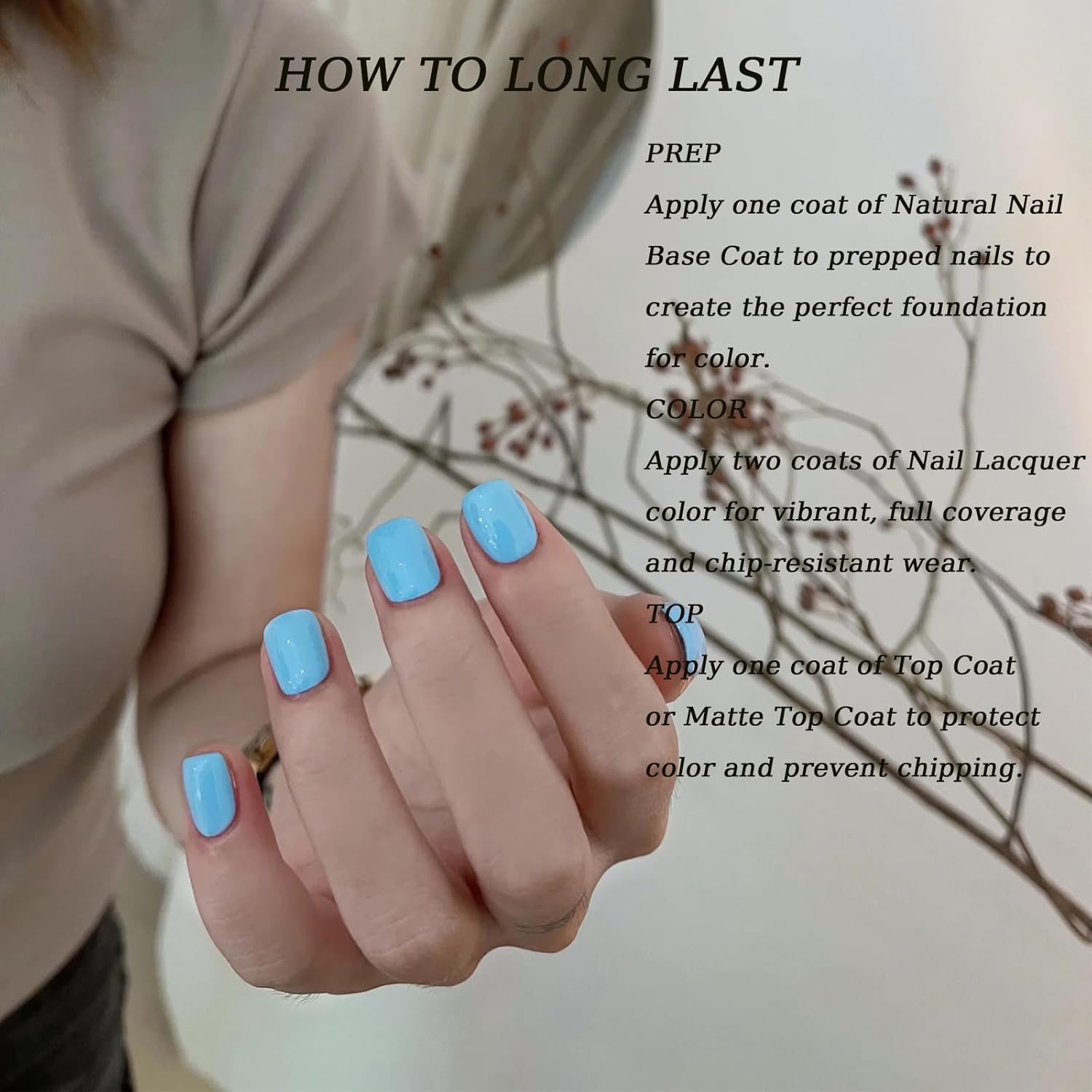 COSMOO Sky Blue Quick Dry Nail Polish, Vegan Chip-Resistant Long-Lasting Nail Lacquer for Nail Art Varnish, 0.34 fl oz Quick Dry Nail Polish (Sky Blue) - Image 5