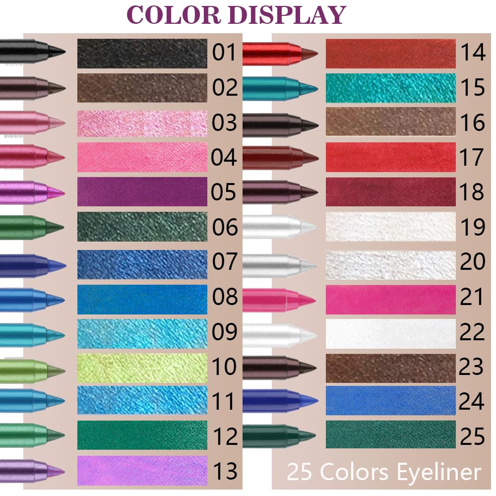 evpct 3Pcs Black & Red & White Gel Glitter Matte Metallic Eyeliner Pencils Set for Women Waterproof Smudge Proof lapiz de ojos delineador de ojos contra el agua Eye Liner Makeup 01 14 22 - Image 3
