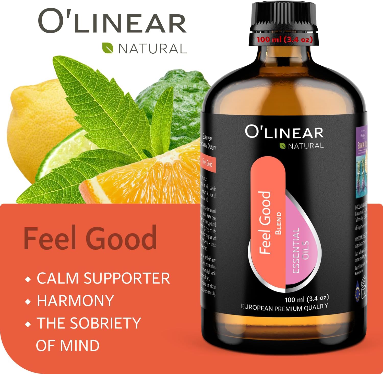 Premium Aromatherapy Essential Oil Feel Good Blend - 3.4 Fl Oz Happy & Relaxing Scent for Diffusers for Home - Relax Essential Oils for Humidifiers with Lavender Rose Lemon Cinnamon Geranium Aroma - Image 3