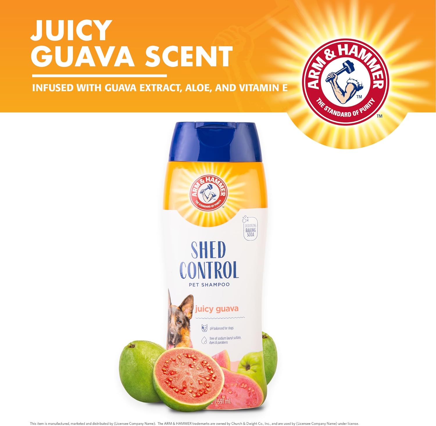 Arm & Hammer for Pets Shed Control Shampoo, 20oz Juicy Guava Scent | Professional Quality Dog Shed-Less Shampoo, De-Shedding Dog Shampoo, Free of Sodium Lauryl Sulfate & Parabens - Image 3