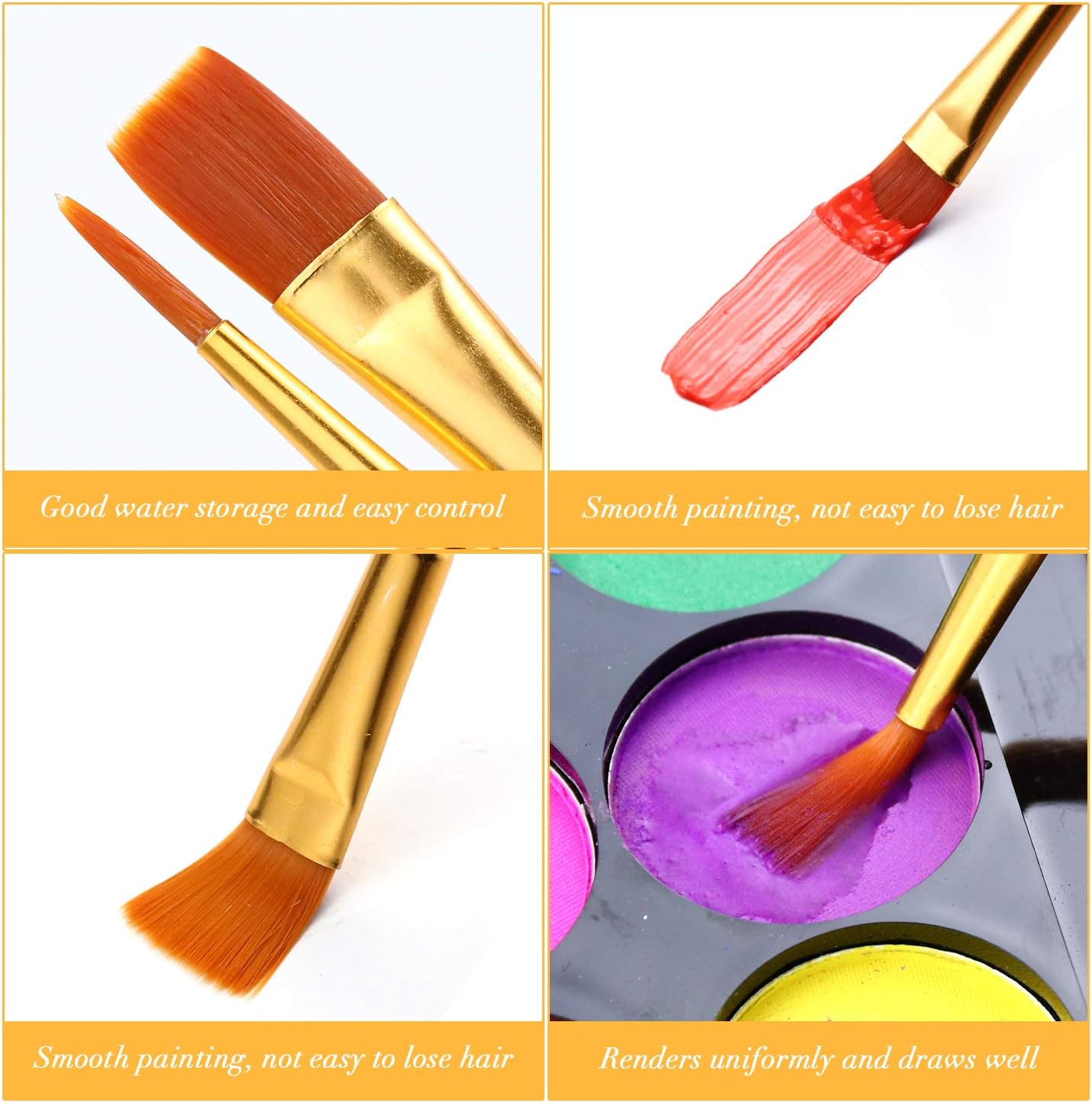 Acrylic Paint Brush Set, 1 Packs / 10 pcs Watercolor Brushes Painting Brush Nylon Hair Brushes for All Purpose Oil Watercolor Painting Artist Professional Kits. - Image 4