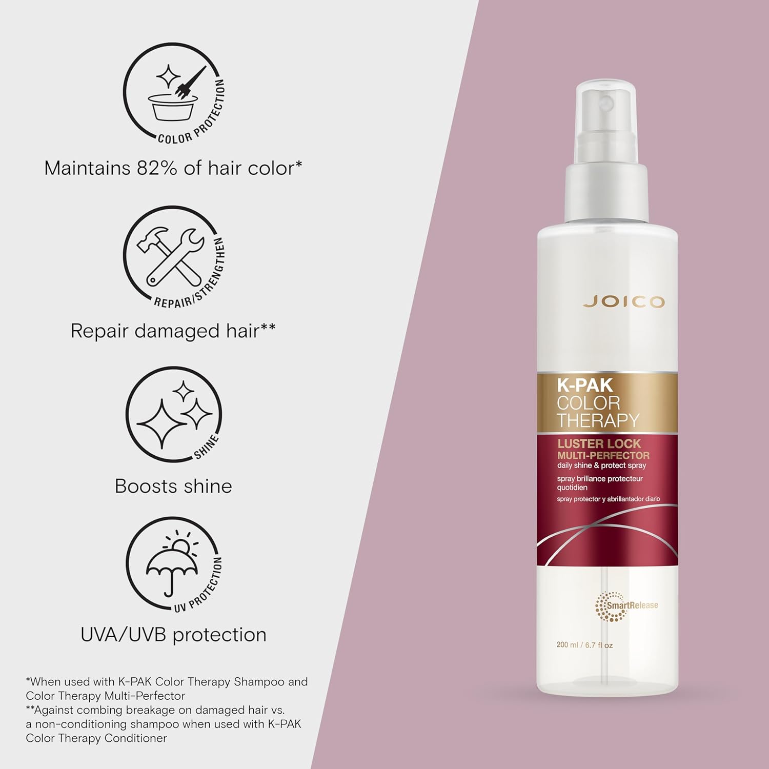 Joico K-PAK Color Therapy Luster Lock Multi-Perfector Daily Shine & Protect Spray | For Color-Treated Hair | Instantly Detangle | Control Frizz | Boost Shine | With African Maketti & Argan Oil - Image 3