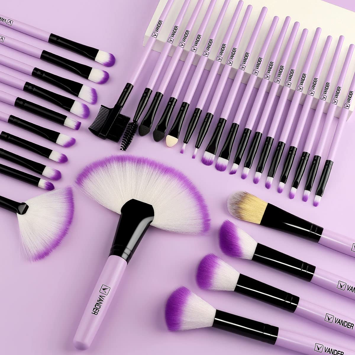 Make up Brushes, VANDER Professional 32pcs Makeup Brush Set, Makeup Brushes Set Foundation Blending Cosmetic Brush Set Kit,Purple - Image 4
