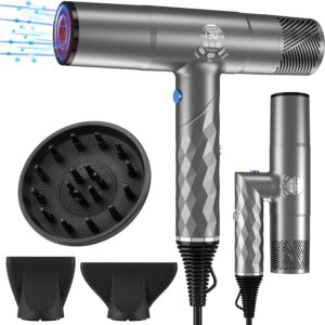 Ionic High Speed Hair Dryer with Diffuser Blow Dryer for Women Foldable Hairdryer with Display Monitor