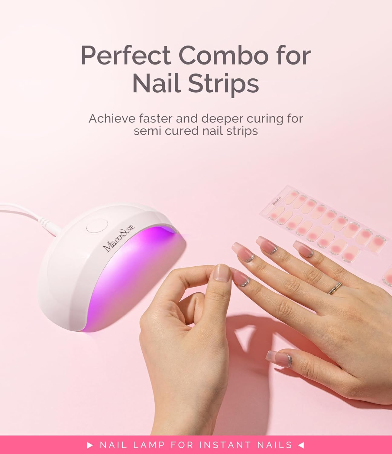 Melodysusie Starter-Friendly Mini LED UV Nail Lamp with 2 Timers, Pocket-Sized for Handheld & Desktop Use, P-art04 UV Light for Gel Nail Especially Instant Nails, Base/top Coat & Half-Cured Gel White - Image 2