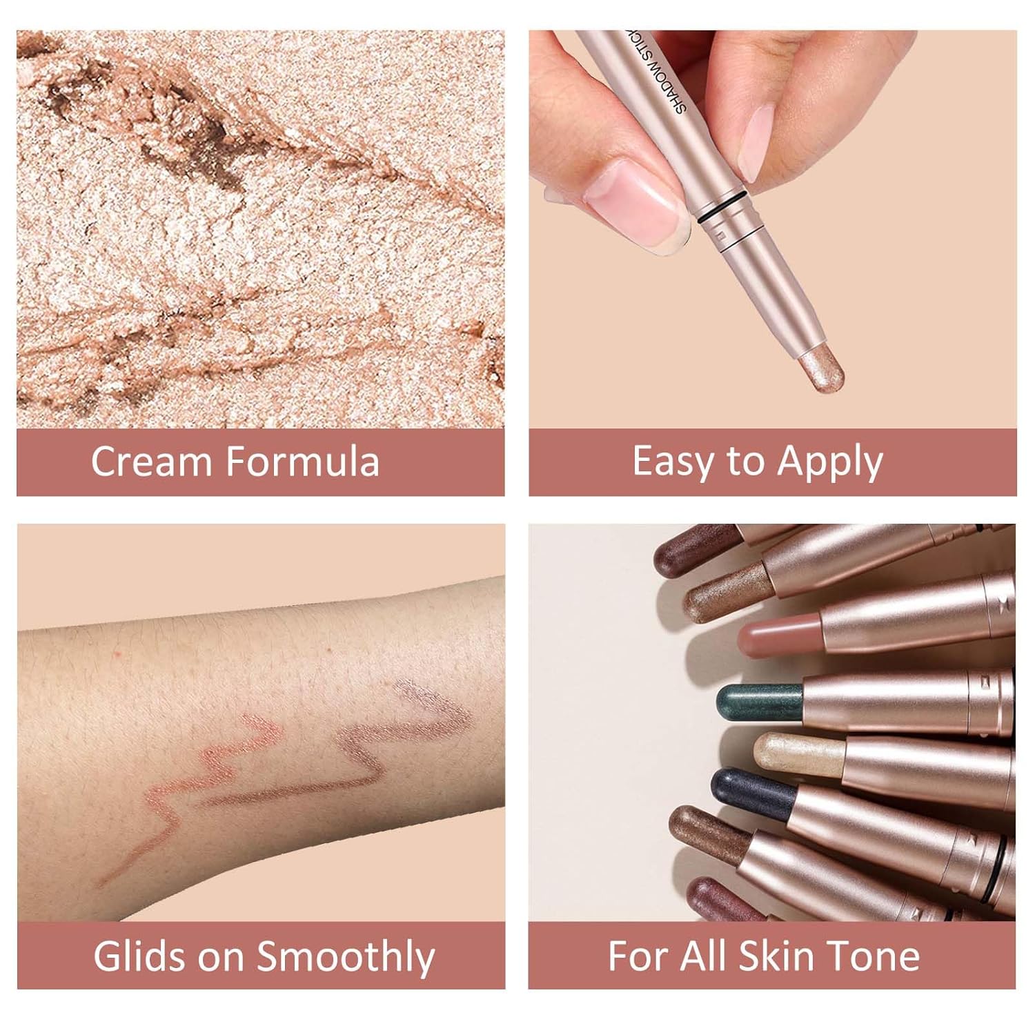 White Cream Eyeshadow Stick, Single Shimmer Eyeshadow Pencil, Waterproof Long Lasting Eye Shadow Stick Makeup, Hypoallergenic High Pigmented Eye Highlighter Pen Create Multi-Dimensional Eyes Look 01# - Image 4