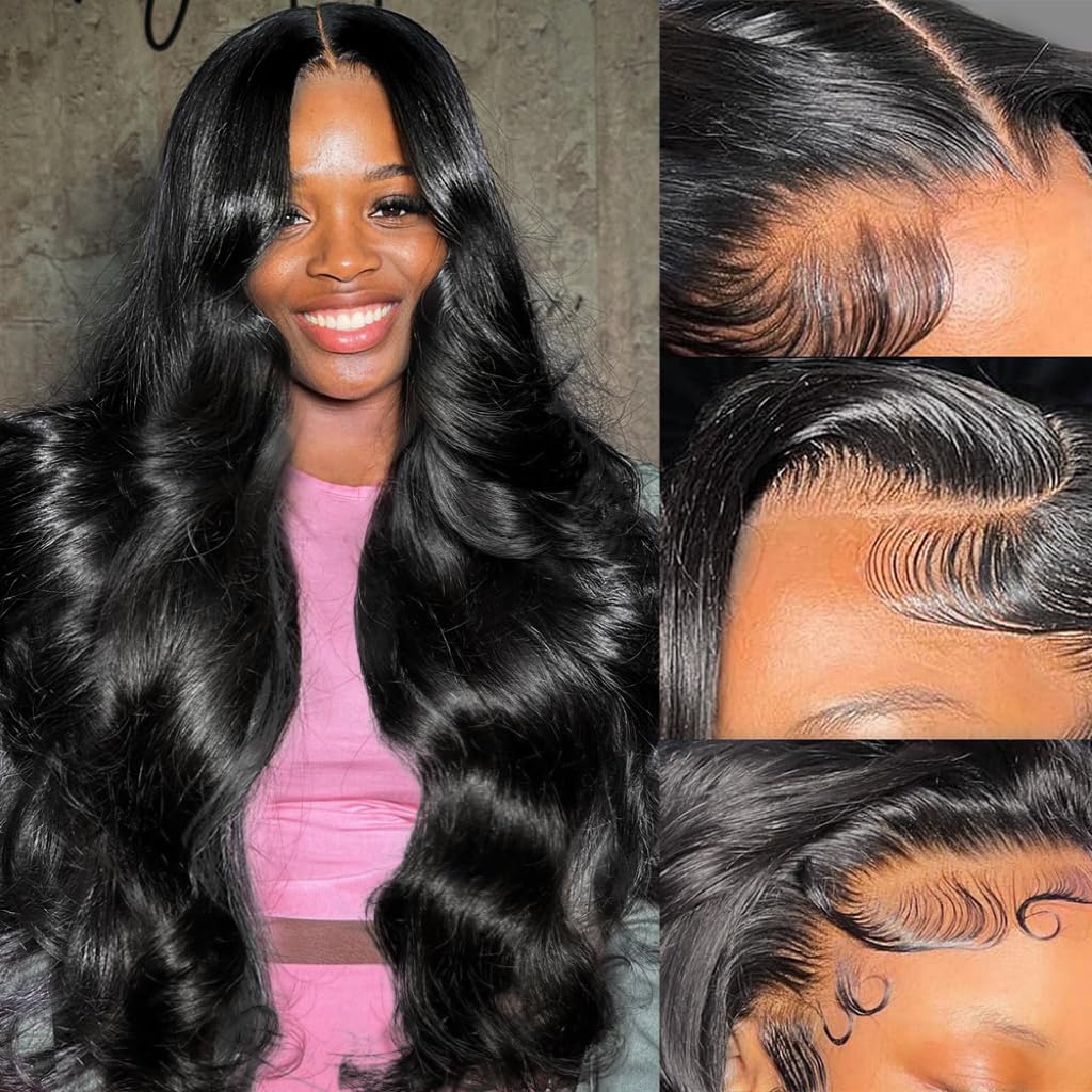 Body Wave Lace Front Wigs Human Hair 13x4 180% Density HD Transparent Lace Frontal Human Hair Wig Pre Plucked Glueless Wigs for Women with Baby Hair Bleached Knots 26 Inch