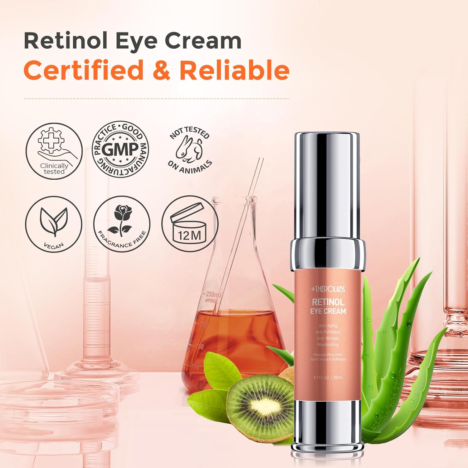 Retinol Eye Cream for Dark Circles and Puffiness, Anti Aging Under Eye Cream with Hyaluronic Acid, Retinol & Collagen to Fight Fine Lines, Wrinkles & Dark Spots - Image 6