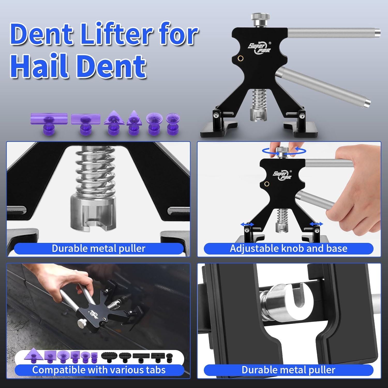 Super PDR Paintless Dent Removal Kit for Car,Body Repair Tools Dent Removal Tools, Hail Damage Repair Tools Dent Puller kit Auto Body Dent Remove Repairs 95% of Car Dents - Image 4