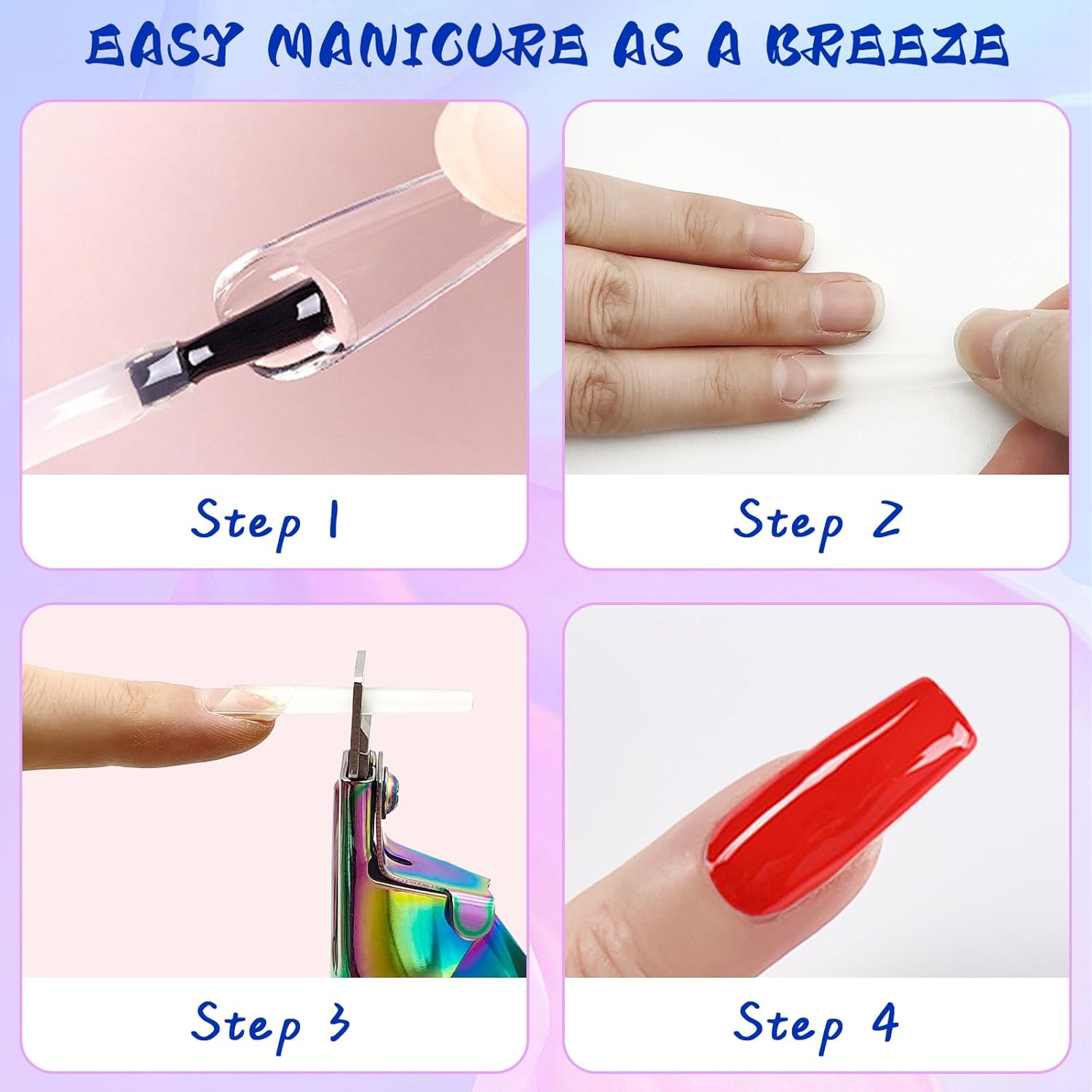 Acrylic Nail Cutter with Magnet Sizer & Length Measurement,Adjustable Stainless Nail Trimmer for Salon Home Nail Art, Professional Nail Clippers for Precise Manicures (Rainbow) - Image 4