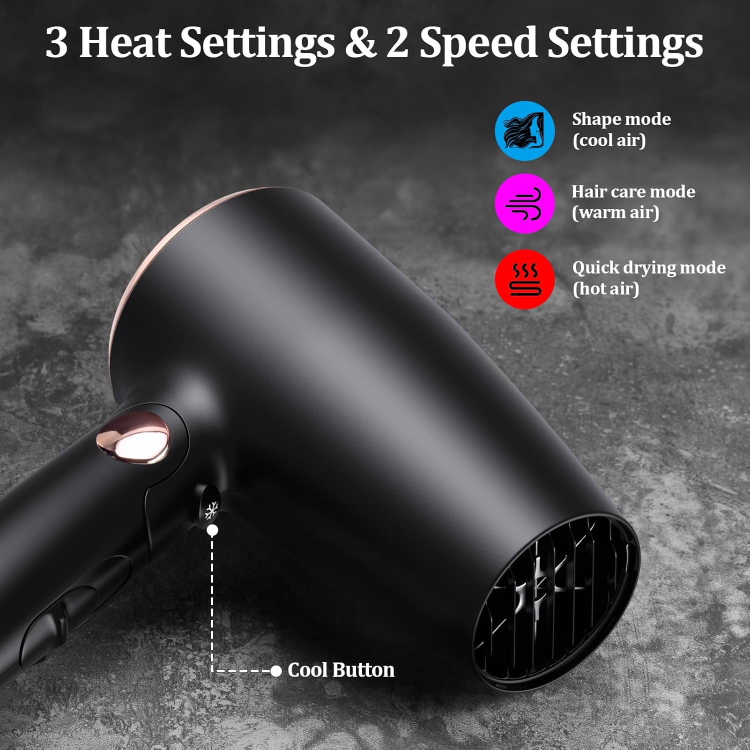 VGR Dual Voltage(100~250V) Travel Hair Dryer with European Plug Adapter for International Travel, Portable Hair Dryer with Concentrator Nozzles - Image 4