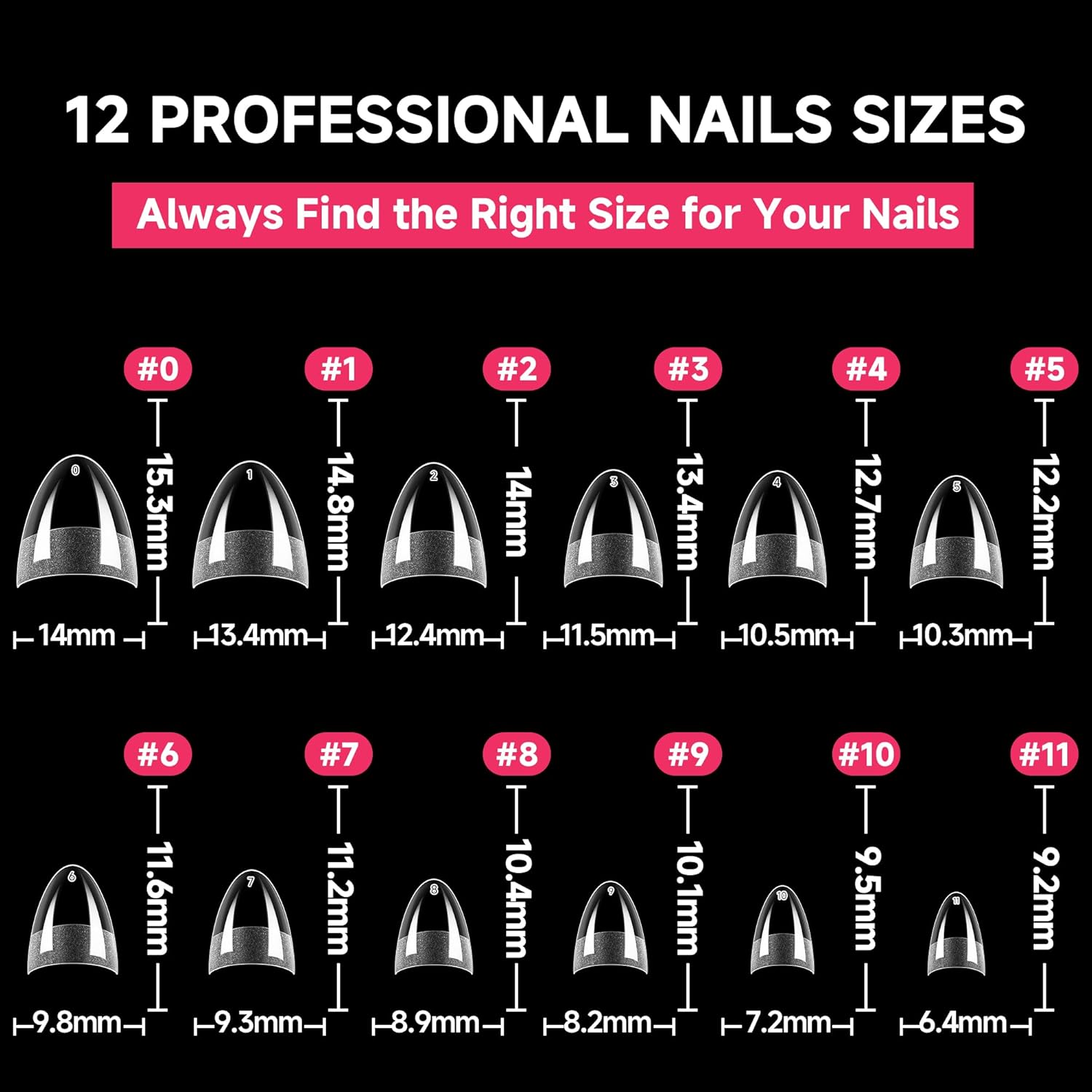 UNA GELLA Short Almond Gel Nail Tips Half Cover 504PCS Extra Short Fake Nail Tips Almond Shape 12sizes Pre Etched Salon Quality Soft Acrylic Press On Nails for Home Nails Extension - Image 6