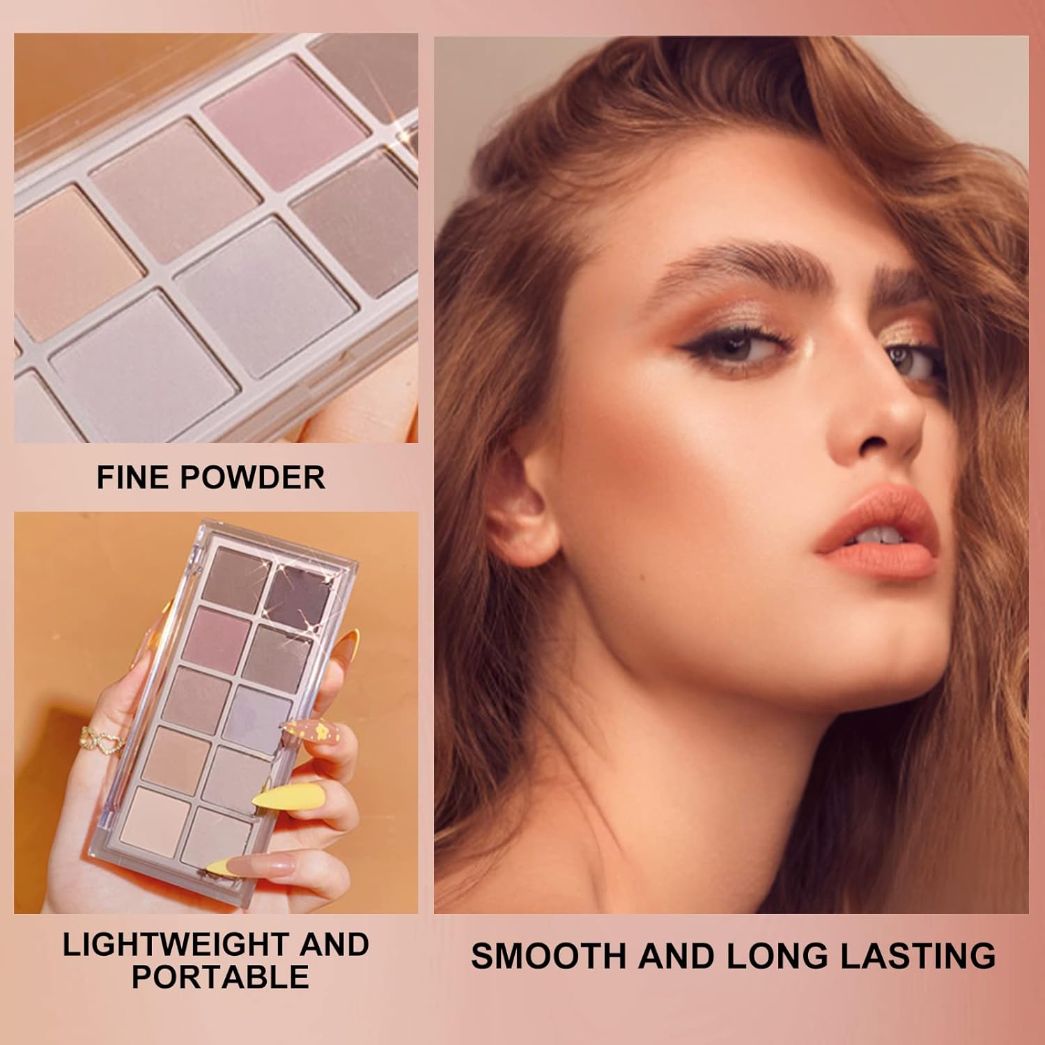 Erinde 10 Colors Matte Eyeshadow Palette, Grey Brown Eye Shadow Palette Makeup, Neutral Taupe Eye Makeup Pallet, Ultra-Blendable, Long Lasting Natural Nude Eyeshadow Pallete for Older Women, Cement - Image 3