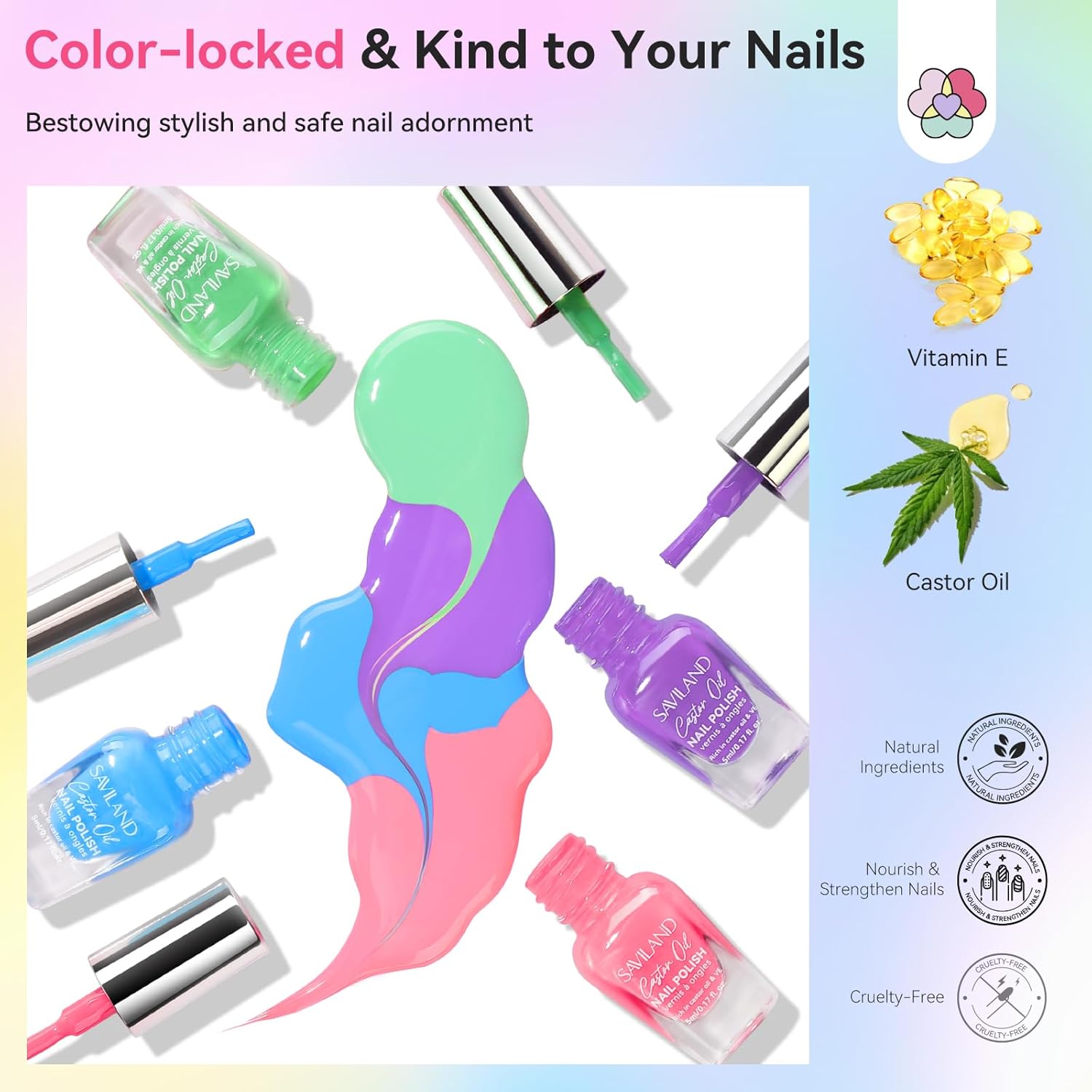 SAVILAND Color Artistry Nail Polish Set: Ultra Quick Dry Regular Nail Polish Kit 20+3 Colors Spring Summer Fingernail Polish Bulk Base Glossy & Matte Top Polish Coat Nail Art DIY Home Women Gift - Image 4