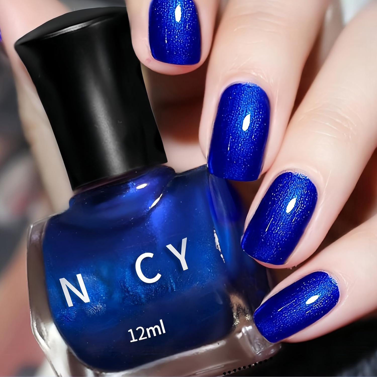 Blue Nail Polish Quick Dry, Long Lasting Royal Blue Nail Polish, Vegan Navy Nail Polish, Pearl Blue Nail Polish without UV Light Needed, Metallic Blue Nail Polish for Women Girls