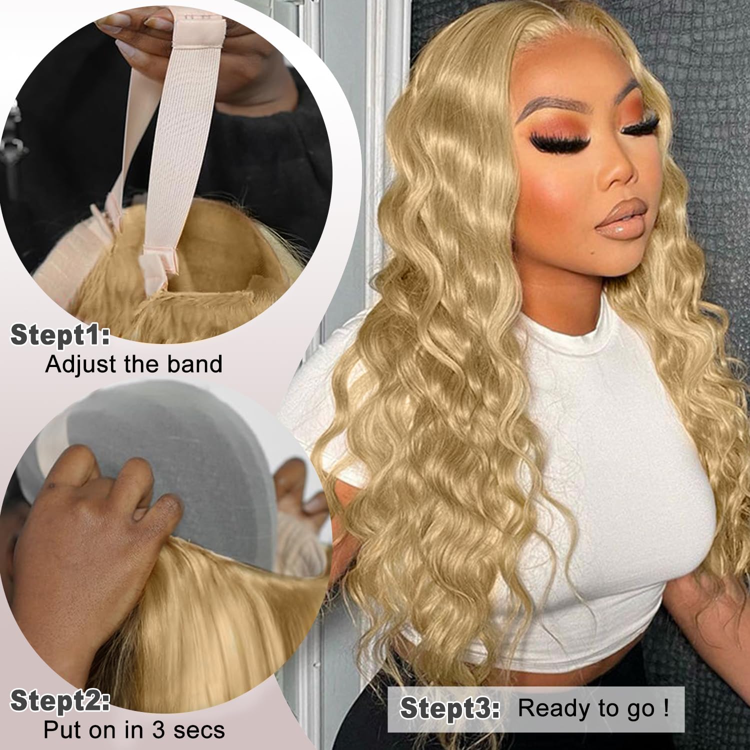 28 Inch Honey Blonde Wig Human Hair 200% Density 7x5 Blonde Lace Front Wigs Human Hair Body Wave 27# Colored Wear and Go Glueless Wigs Pre Plucked Pre Cut - Image 3