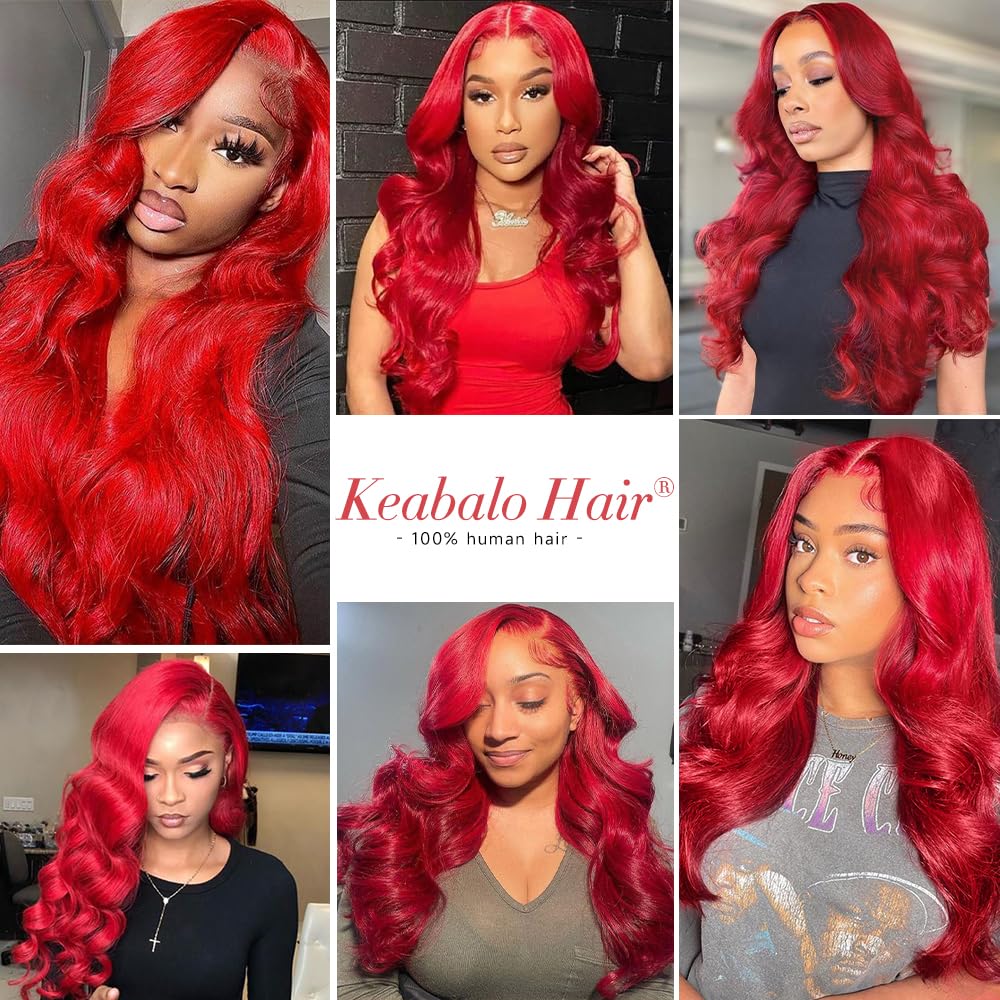 Red Lace Front Wigs Human Hair Pre Plucked 13x4 Body Wave Colored Red Human Hair Wig Hd Lace Frontal Glueless Wigs 180% Density 22 Inch - Image 3