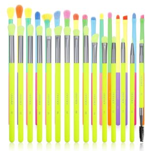 Docolor 15Pcs Neon Eye Makeup Brushes Set + 16Pcs Colorful Eyeshadow Makeup Brush Set Professional Makeup Brushes Eye Shadow Concealer Eyebrow Eyelash Eye Liners Blending Make Up Brushes Set