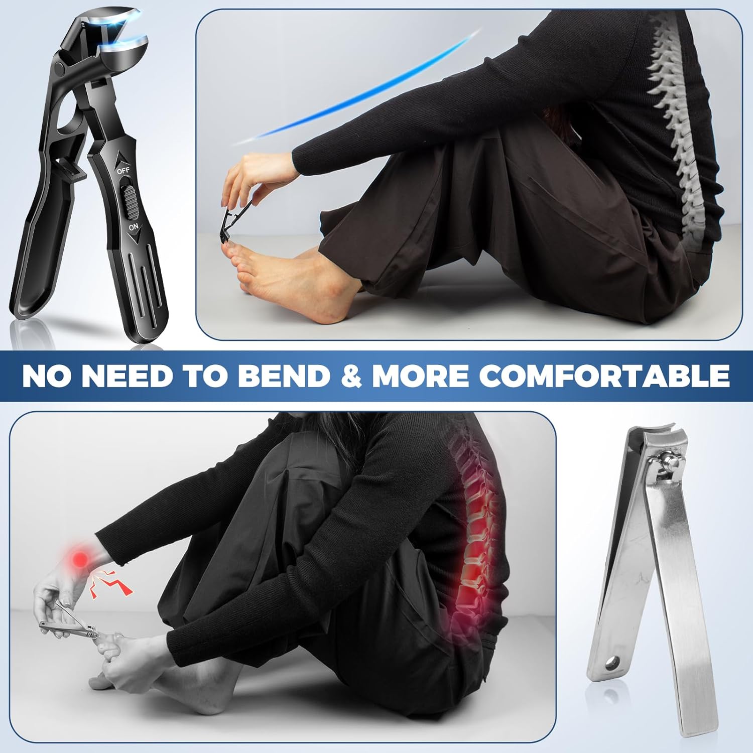 Toenail Clippers for Seniors Thick Toenails, Upgrade Angled Nail Clipper for Seniors, Toe Nail Clippers for Men with Wide Jaw Opening, Sharp Heavy Duty Fingernail Clipper Cutter with Catcher - Image 5