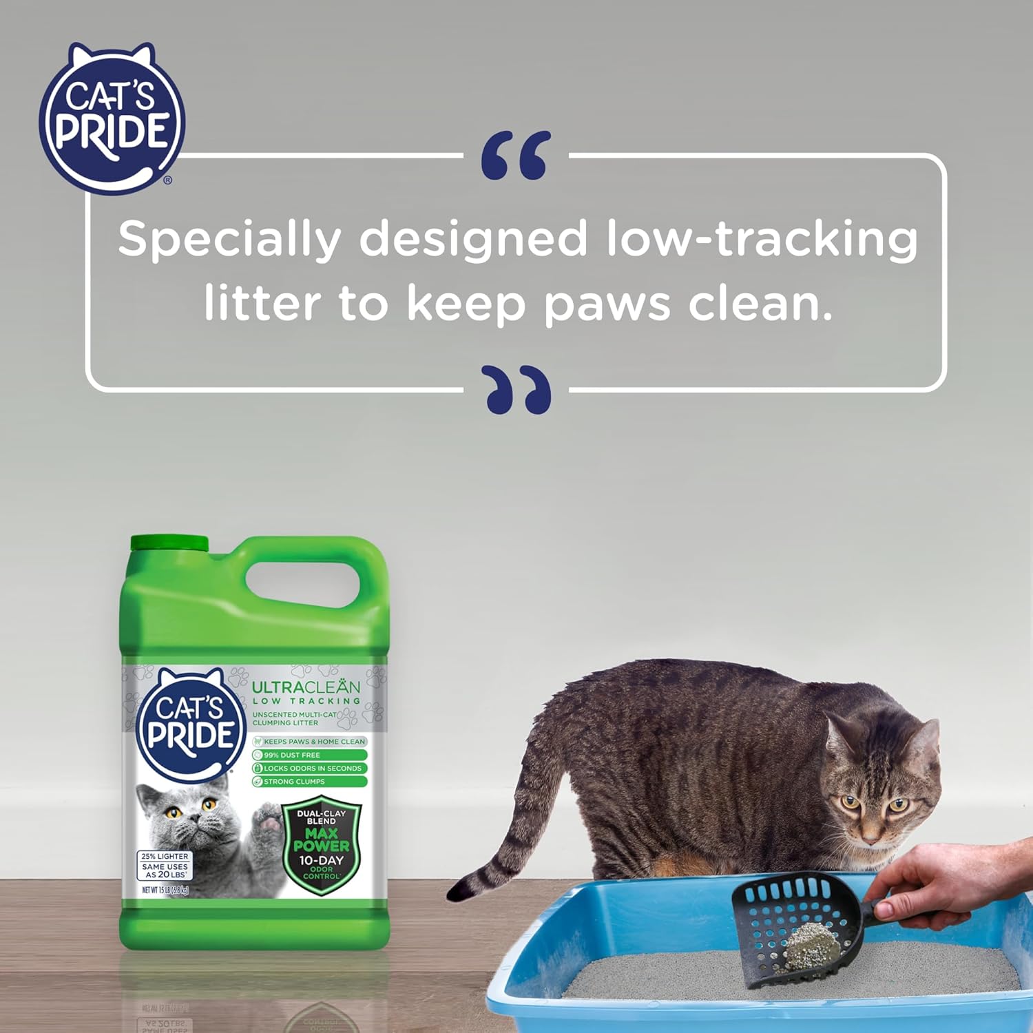 Cat's Pride Max Power: UltraClean Low Tracking Multi-Cat Clumping Litter - Keeps Paws & Home Clean - Up to 10 Days of Powerful Odor Control - 99% Dust Free - Unscented, 15 Pounds - Image 5