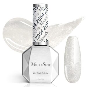MelodySusie White Glitter Gel Nail Polish,0.5fl oz Soak Off UV LED Pure White Sparkle Glitter Gel Polish Gift for Women Nail Art Manicure Salon DIY Nail Design Decoration at Home-z054