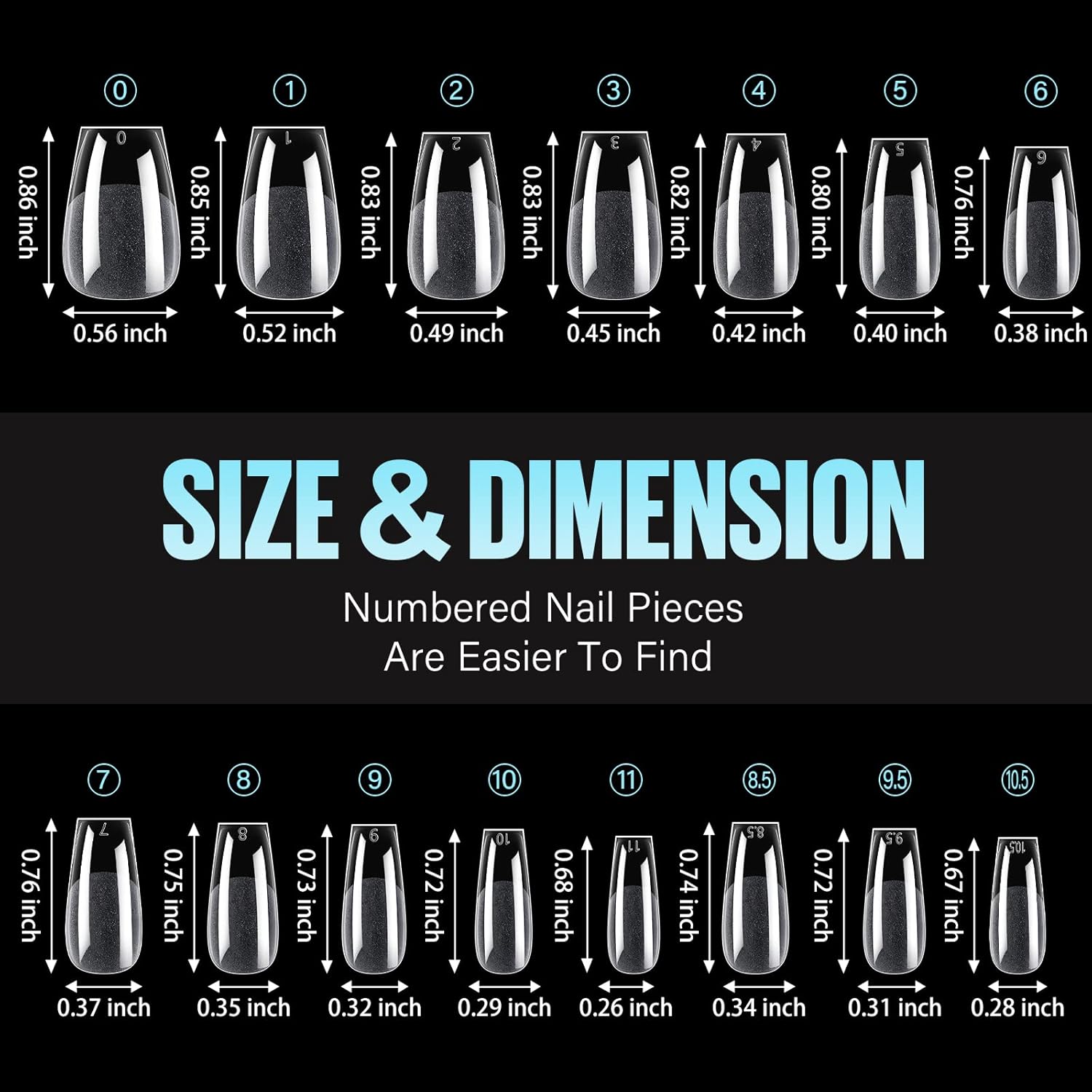 TOMICCA Medium Coffin Nail Tips, 240Pcs Half Matte Nail Tips, 15 Sizes Nail Extension Tips Set, Full Cover Pre Shaped Fake Nails for Beginner and Professional DIY Nail Salon - Image 7