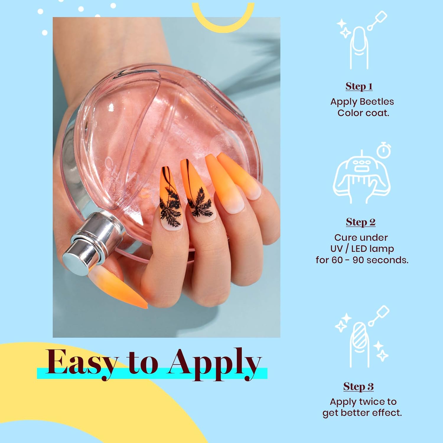 Beetles Orange Gel Nail Polish Tammy Tangerine Bright Neon Yellow Orange Gel Polish Color Soak Off UV LED Nail Lamp Gel Polish .51 fl.Oz/Each 15 ml/Each - Image 5