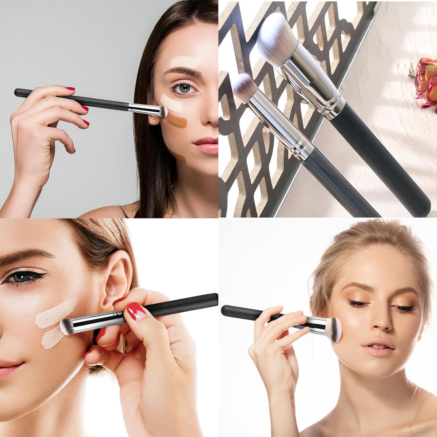 Angie Hot & Flashy A506 Concealer Brush, 101 Foundation Brush, Beauty Foundation Contour Conceal Makeup Brush Set (6PCS) - Image 5