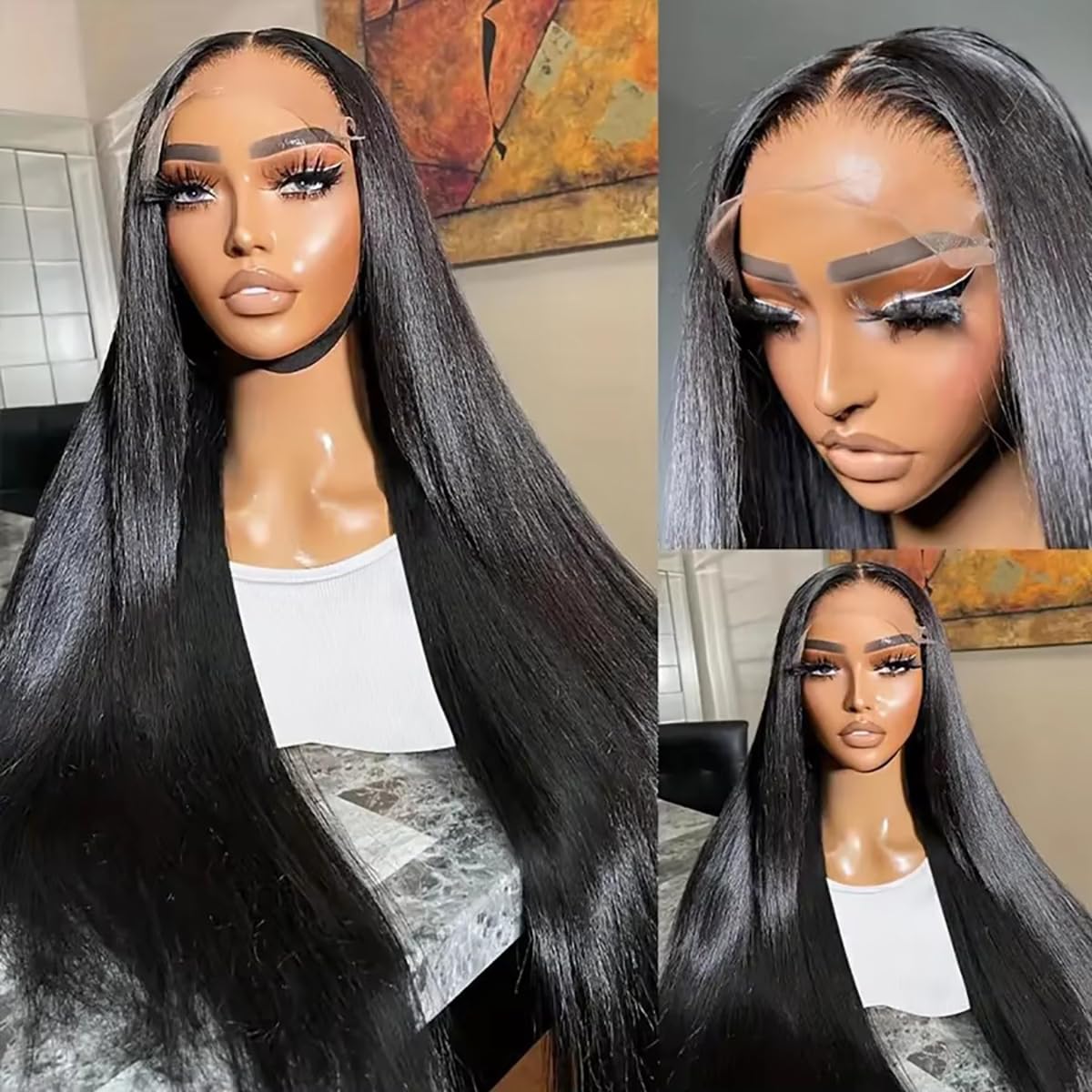 30 Inch 13x6 Lace Front Wigs Human Hair 200 Density Straight HD Lace Front Wigs Human Hair Pre Plucked 13x6 Lace Frontal Straight Human Hair Wigs for Women Glueless Wigs Human Hair Natural Color - Image 5