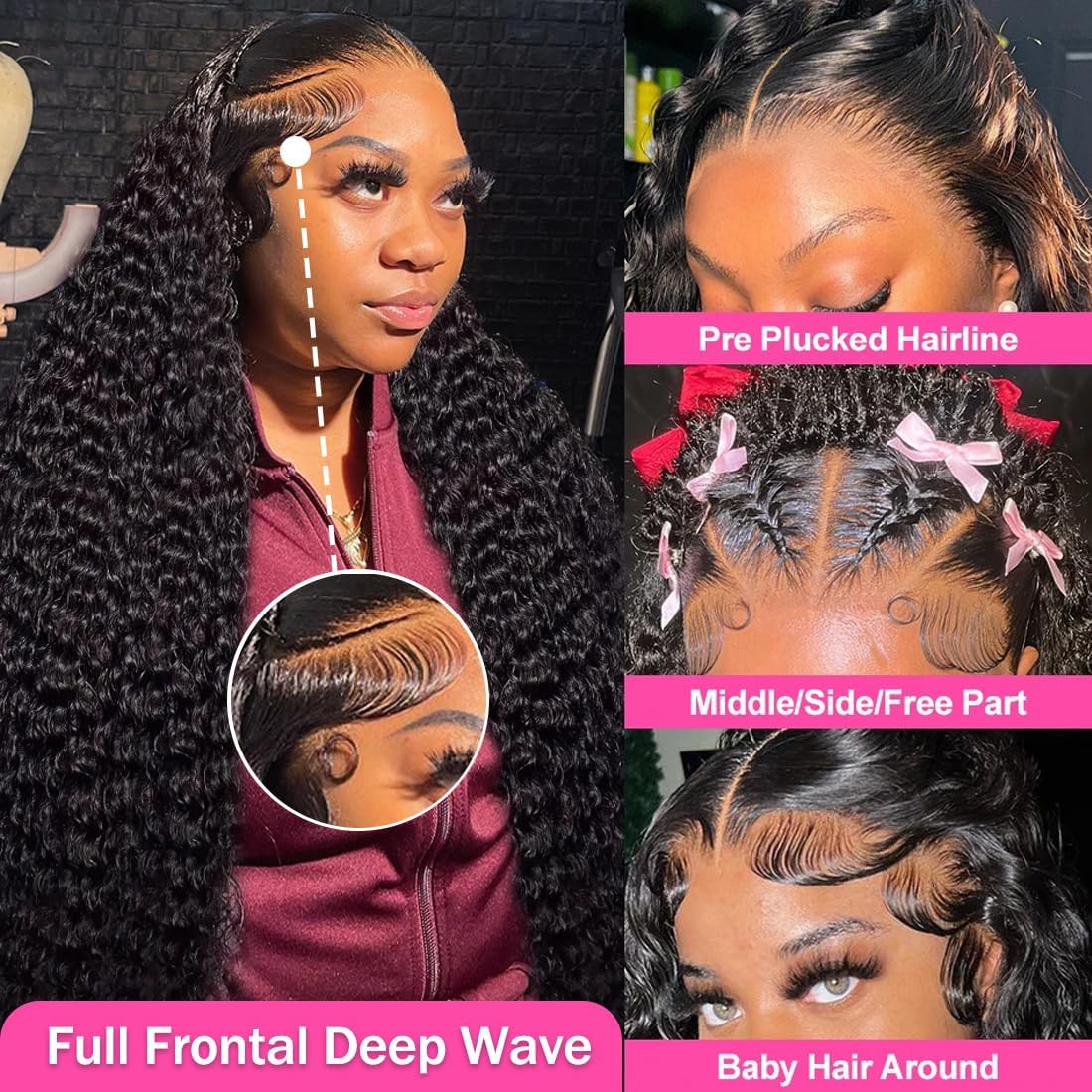 32 Inch 13x6 Deep Wave Lace Front Wigs Human Hair 200% Density HD Lace Front Wigs Human Hair Pre Plucked Natural Color Glueless Wig 100% Virgin Lace Front Wigs for Women - Image 3