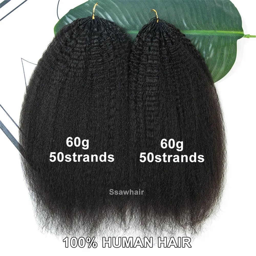 Kinky Straight Crochet Human Hair Knotless Pre-Separated Yaki Straight Human Hair With String Pre-Looped Reusable Feather Crochet Hair Extensions 20Inch 60g 50Strands - Image 5